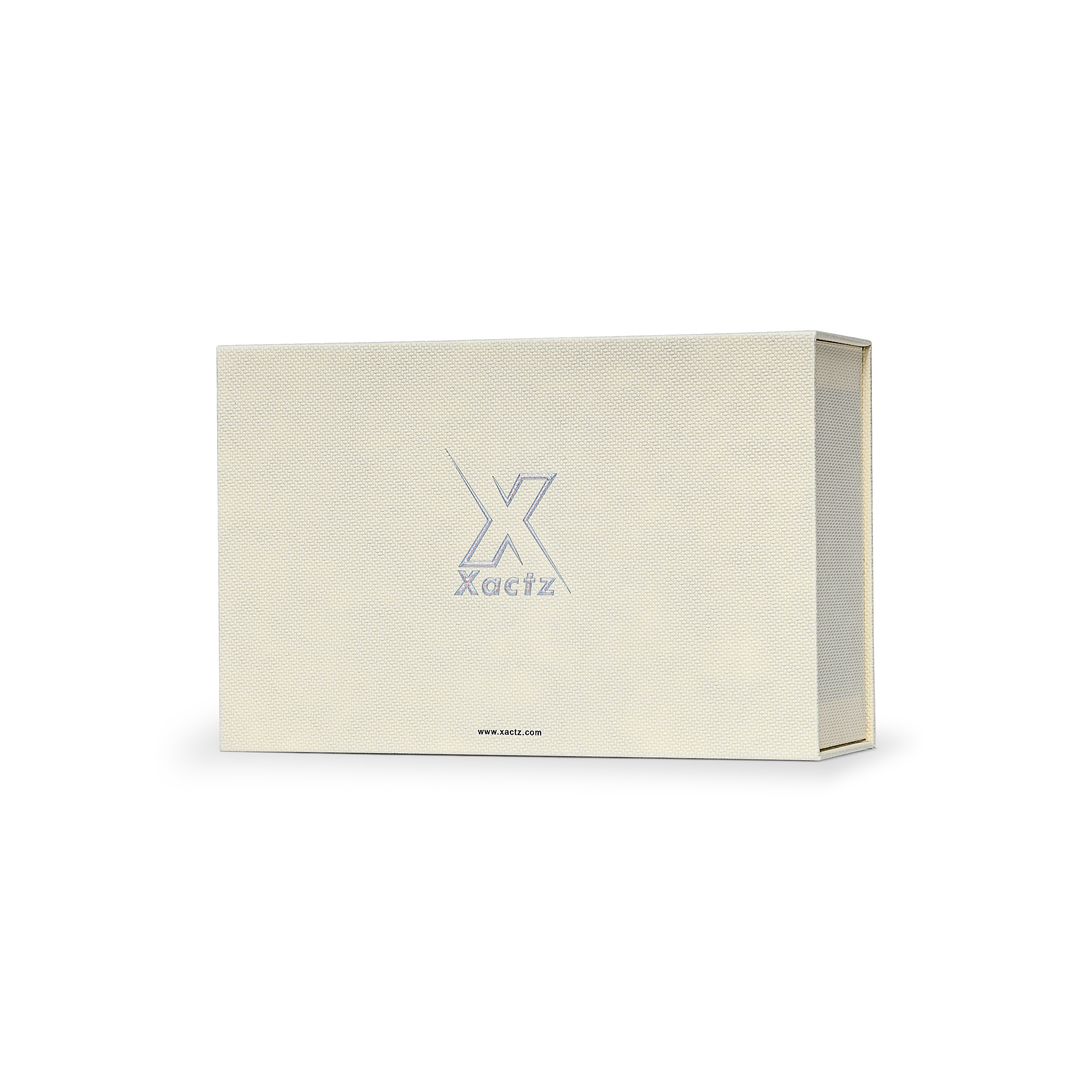 Premium Cream Textured Embossed Colorful Silver Foil Book-Style Luxury Gift Box with Satin Lining