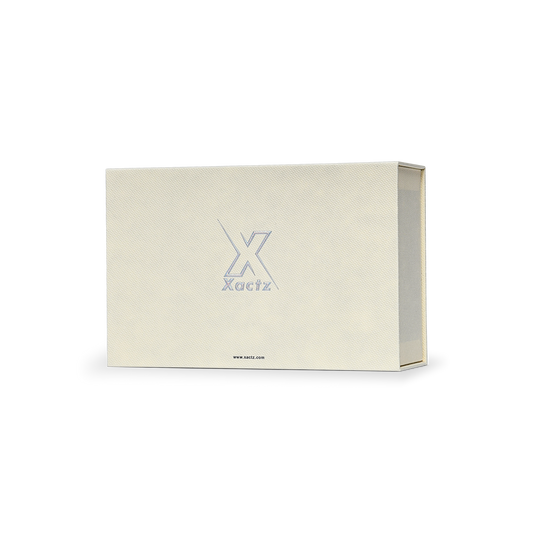 Premium Cream Textured Embossed Colorful Silver Foil Book-Style Luxury Gift Box with Satin Lining