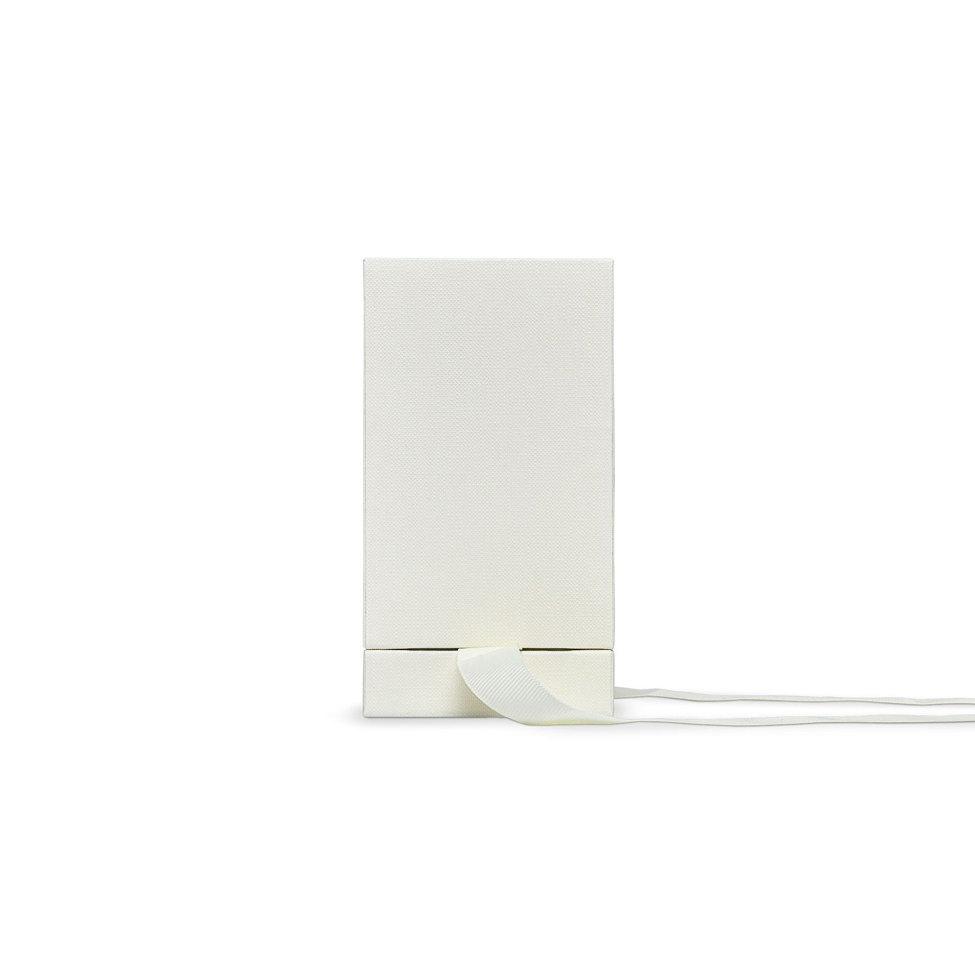 Premium Cream White Bright Silver Embossed Hot Stamped Extra Tall Rigid Gift Box with Ribbon Closure