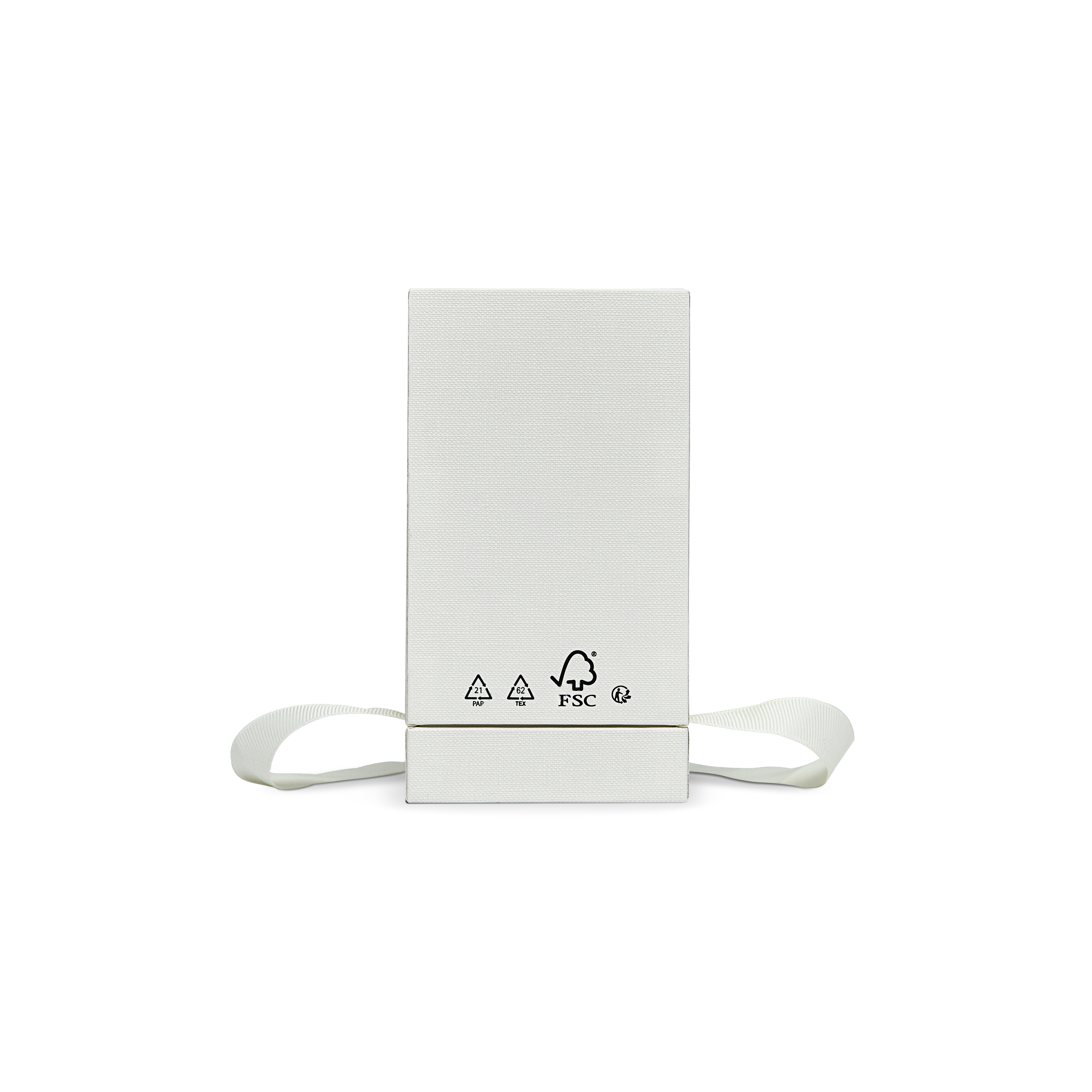 Premium Cream White Bright Silver Embossed Hot Stamped Extra Tall Rigid Gift Box with Ribbon Closure