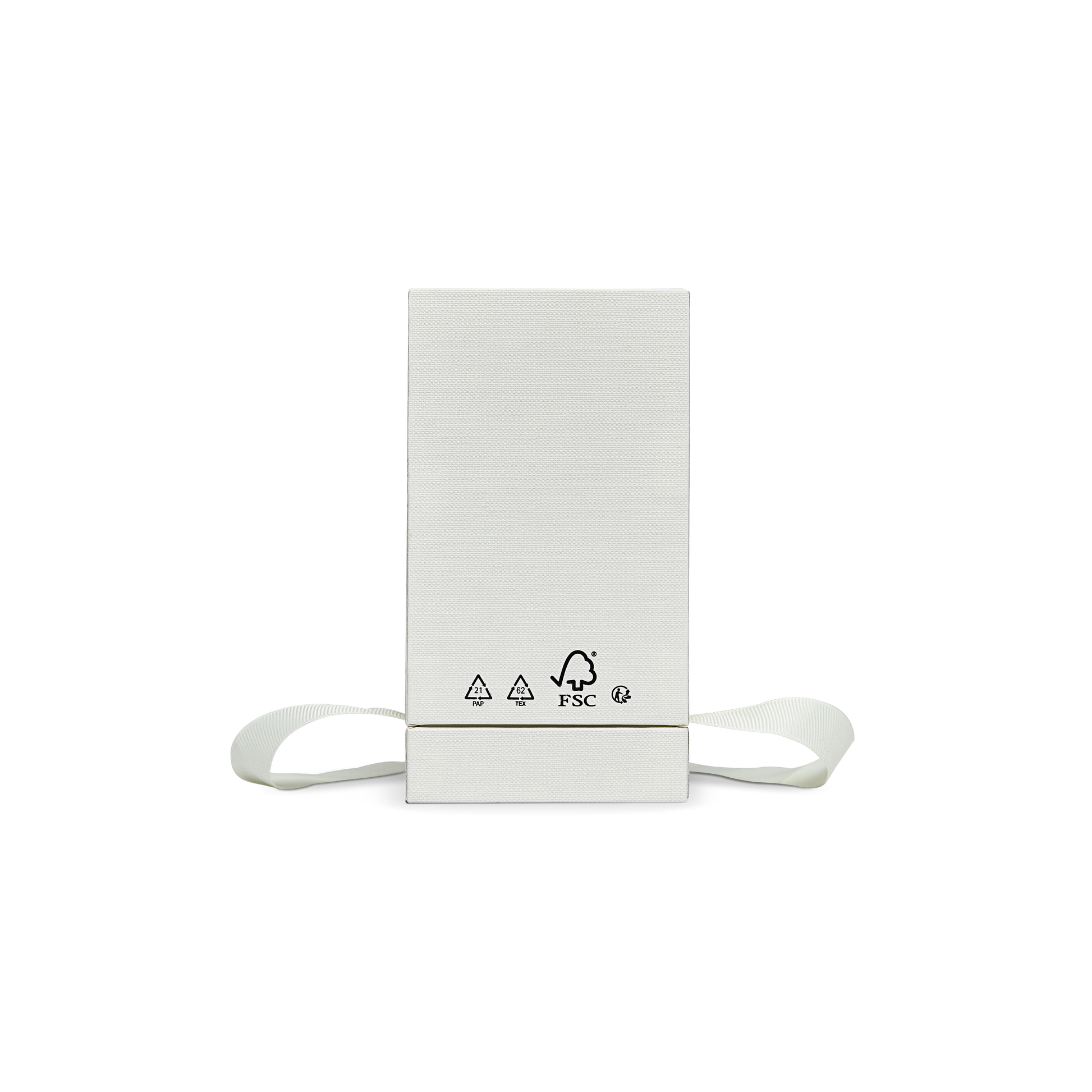 Premium Cream White Bright Silver Embossed Hot Stamped Extra Tall Rigid Gift Box with Ribbon Closure