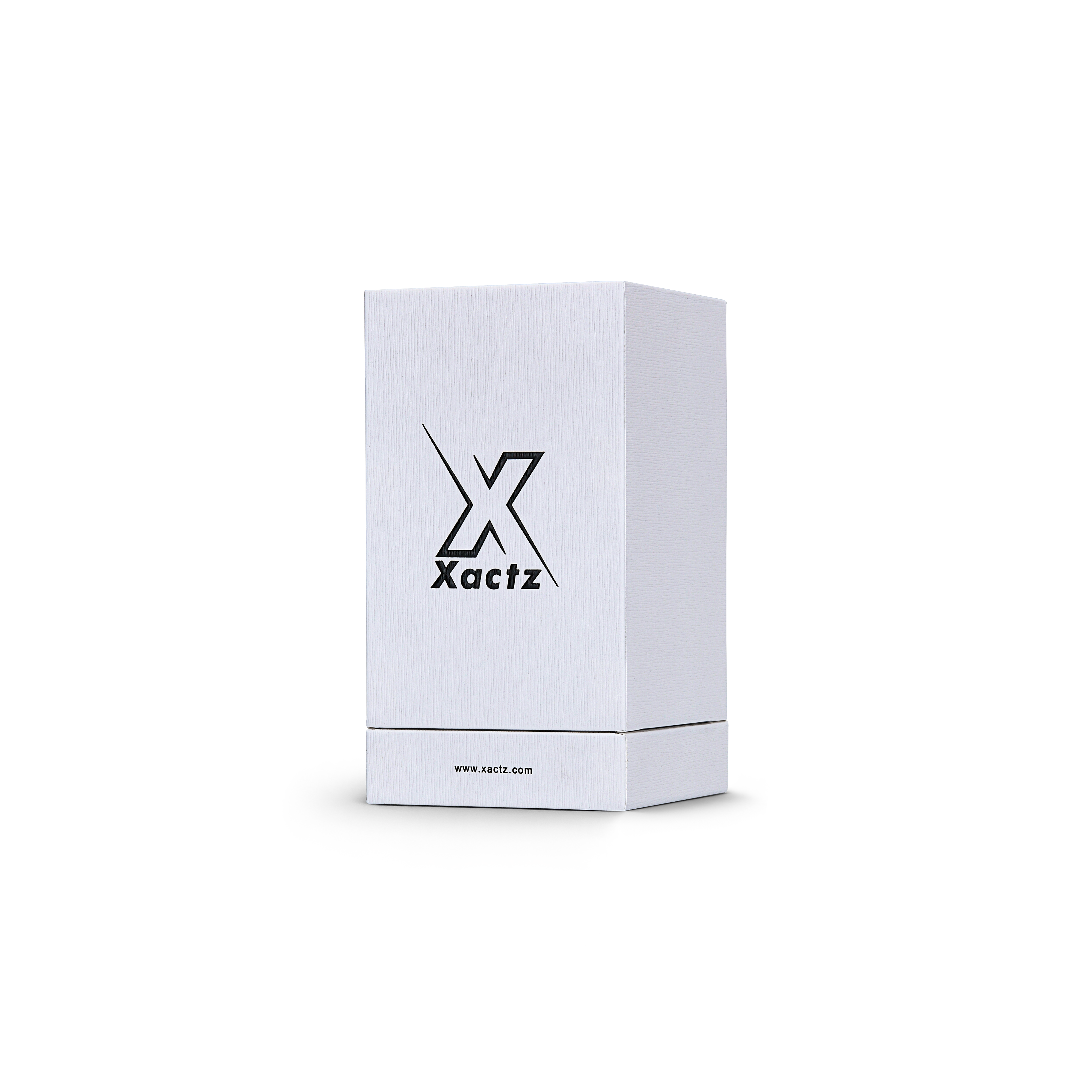 Premium Crystal White Textured Black Gold Embossed Hot Stamped Extra Tall Rigid Gift Box