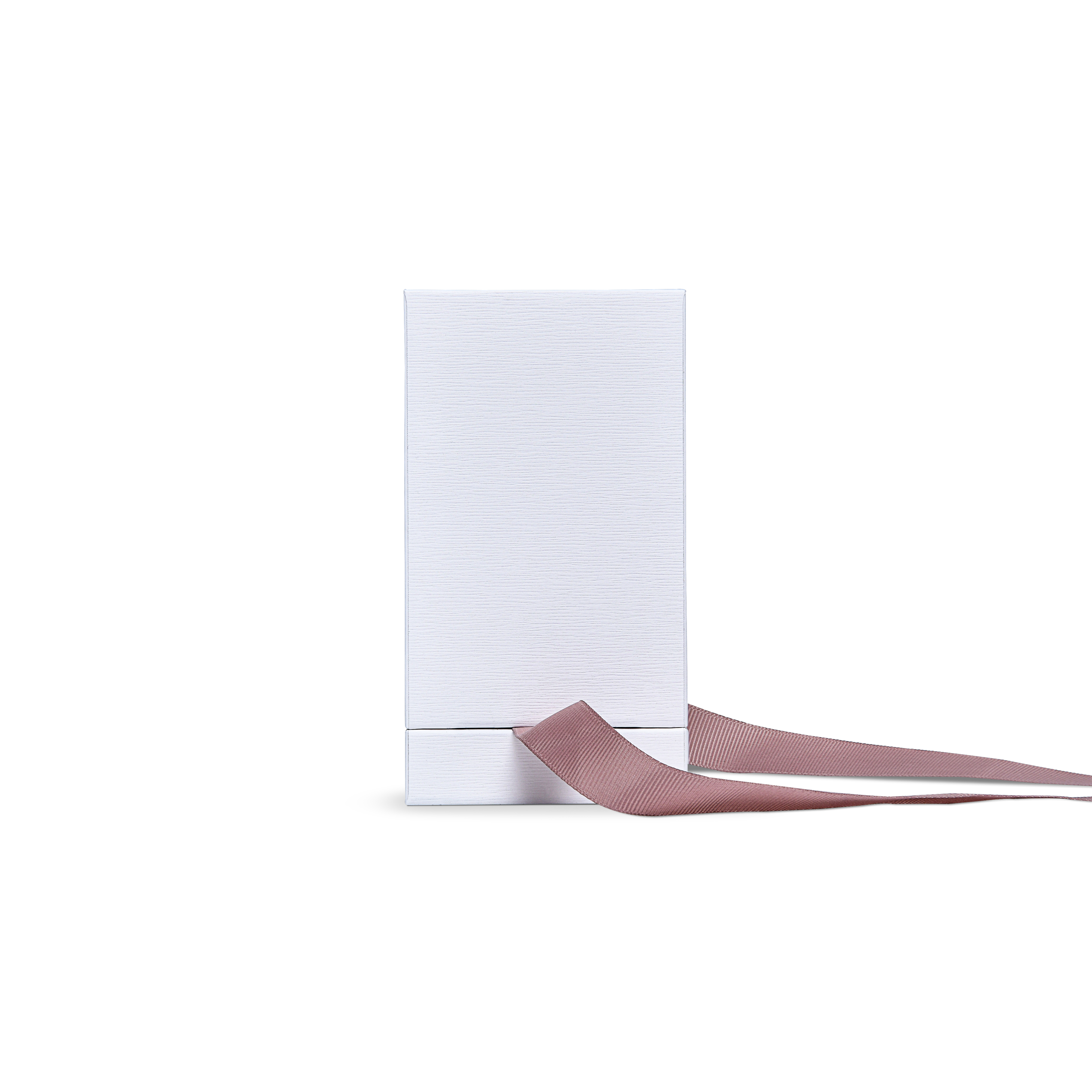 Premium Crystal White Textured Gold Embossed Hot Stamped Extra Tall Rigid Gift Box with Ribbon Closure