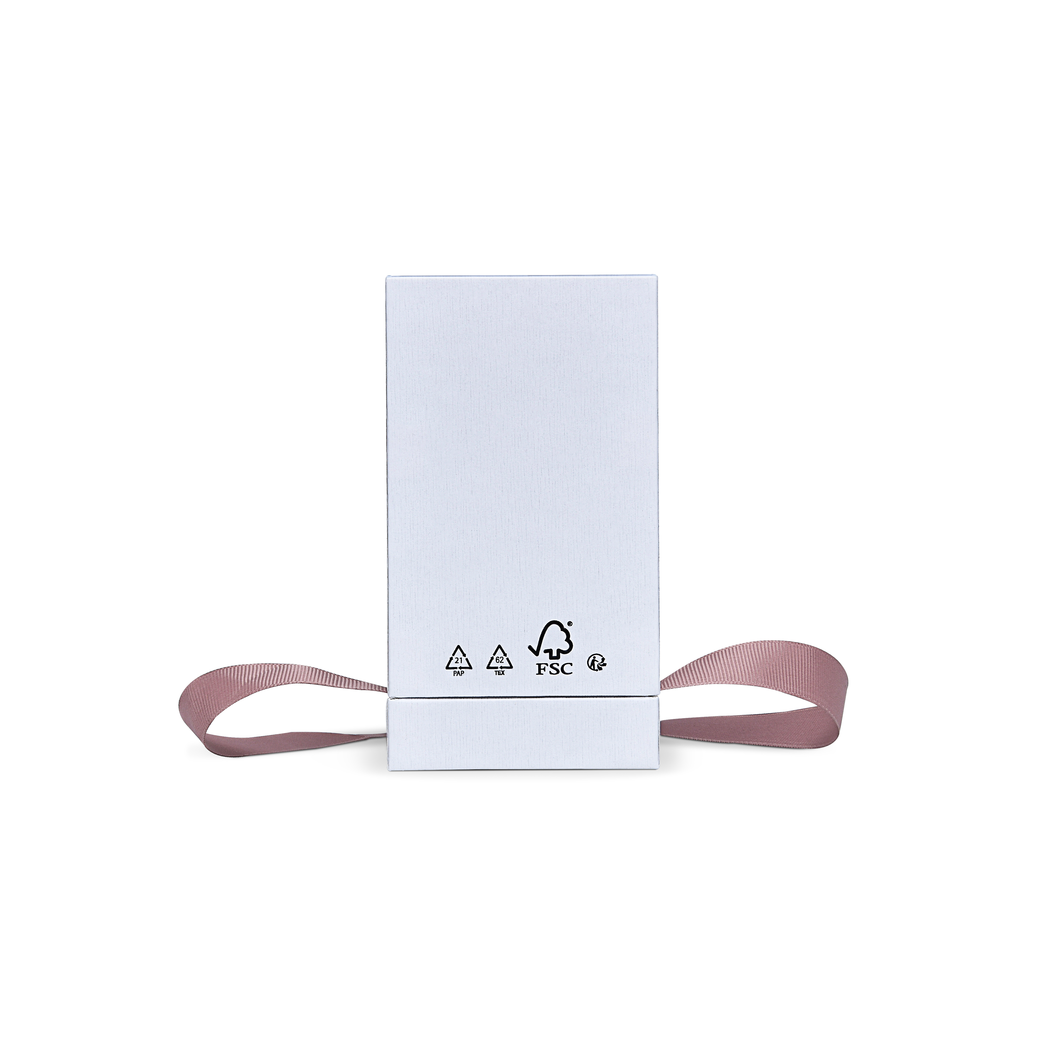 Premium Crystal White Textured Gold Embossed Hot Stamped Extra Tall Rigid Gift Box with Ribbon Closure