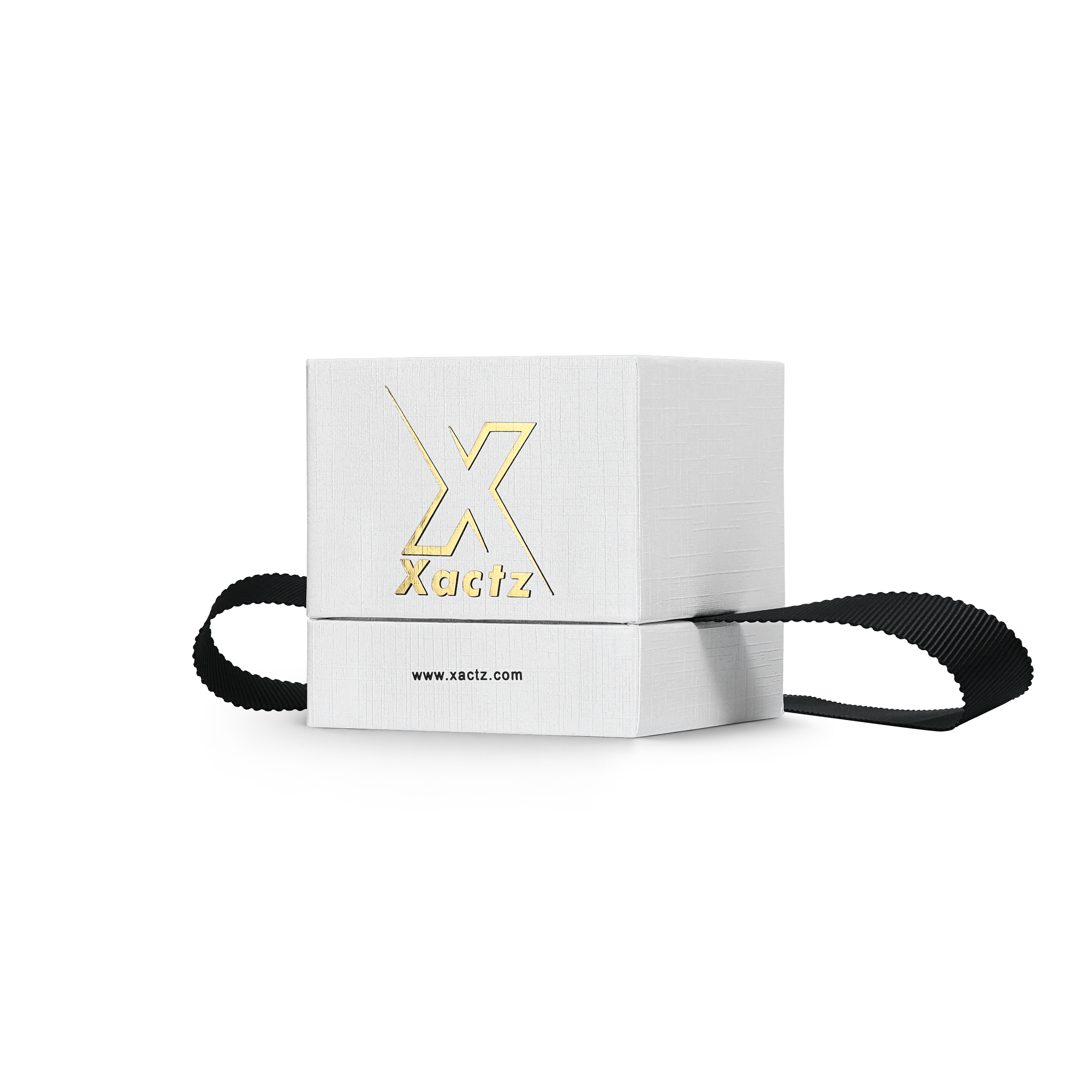 Premium Crystal White Textured Gold Embossed Hot Stamped Rigid Lid and Base Gift Box with Ribbon Closure