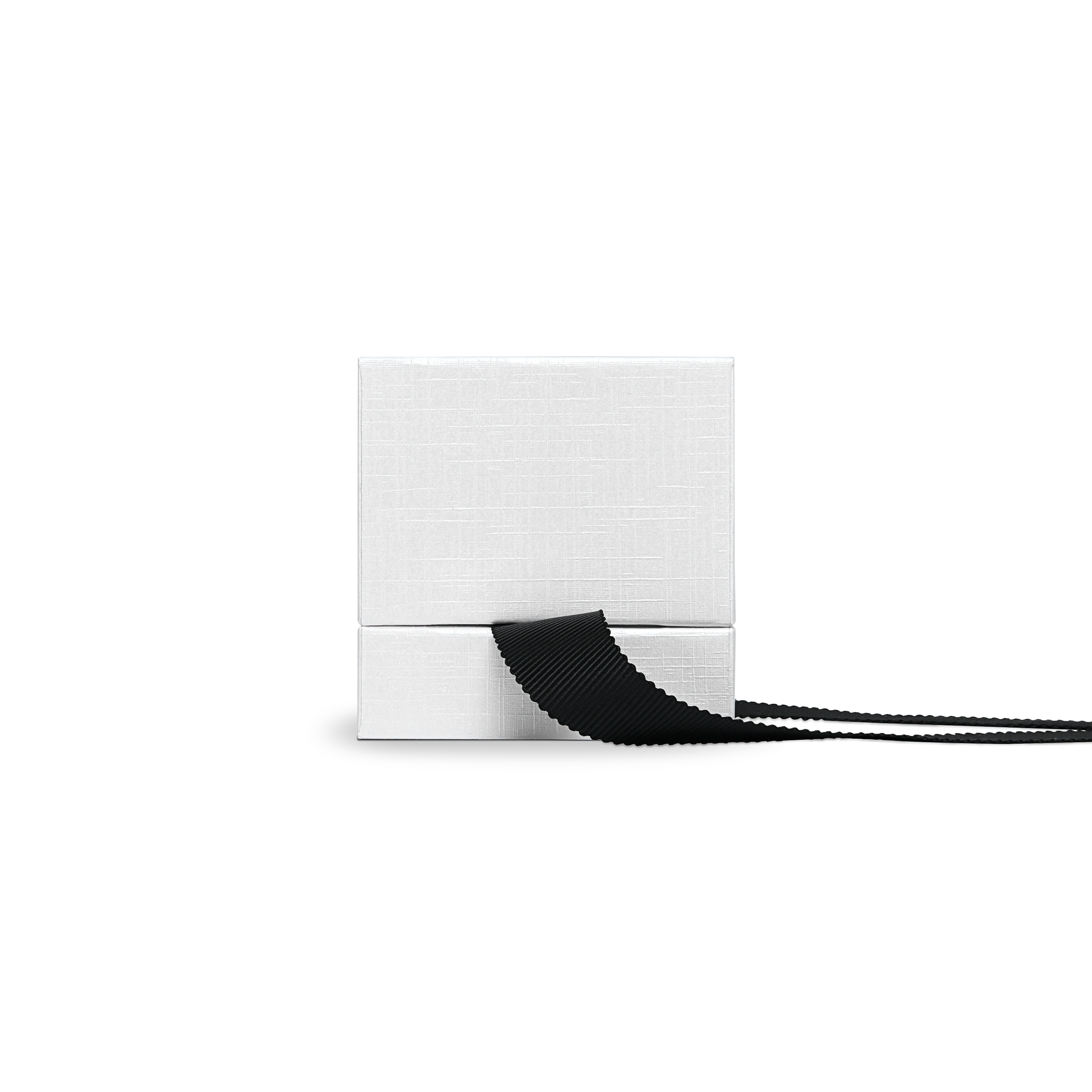 Premium Crystal White Textured Gold Embossed Hot Stamped Rigid Lid and Base Gift Box with Ribbon Closure