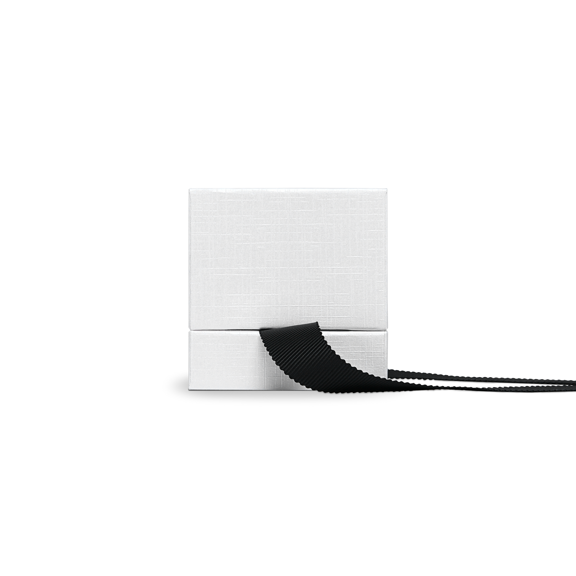 Premium Crystal White Textured Gold Embossed Hot Stamped Rigid Lid and Base Gift Box with Ribbon Closure