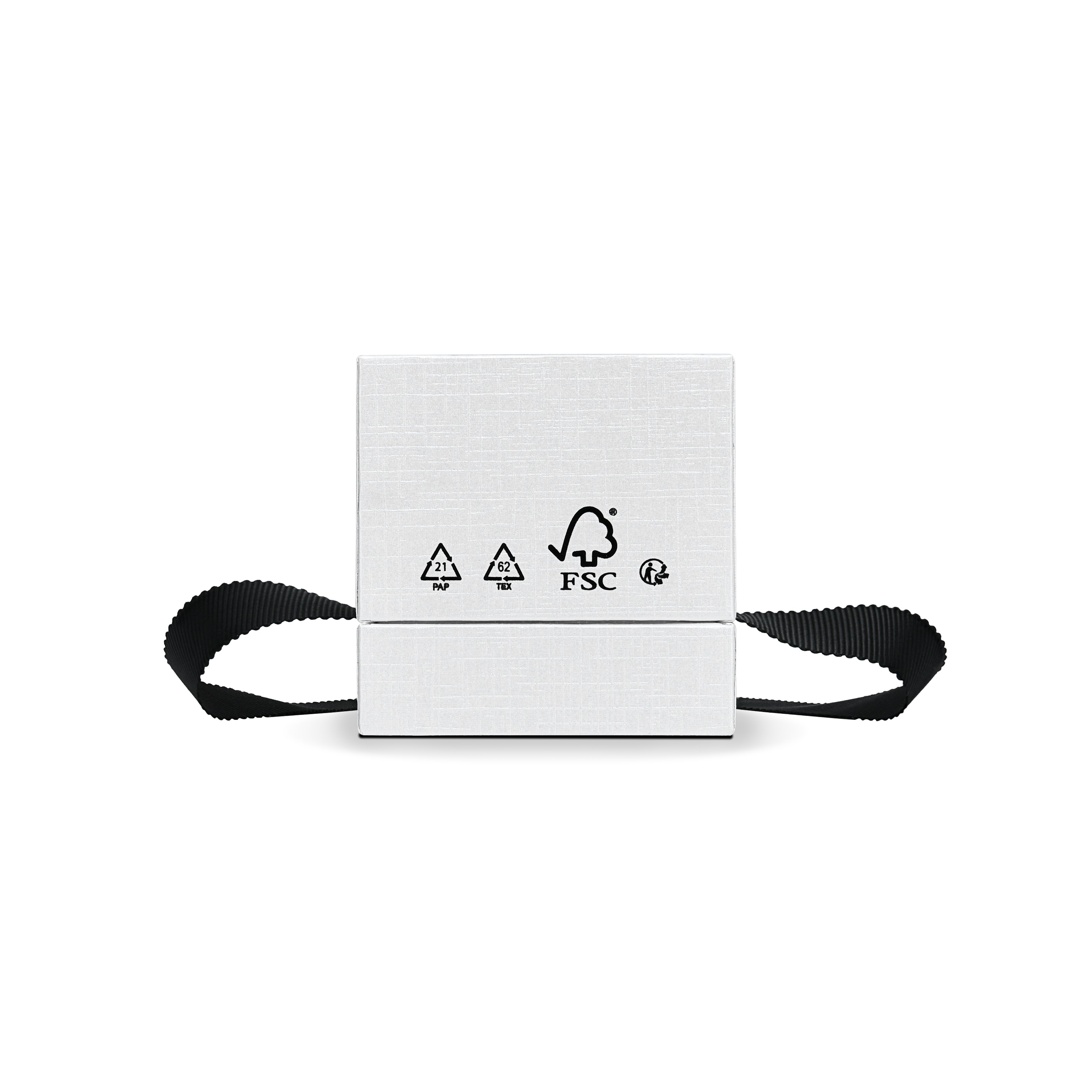 Premium Crystal White Textured Gold Embossed Hot Stamped Rigid Lid and Base Gift Box with Ribbon Closure