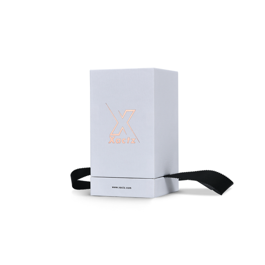 Premium Crystal White Textured Gold Hot Stamped Extra Tall Rigid Gift Box with Ribbon Closure