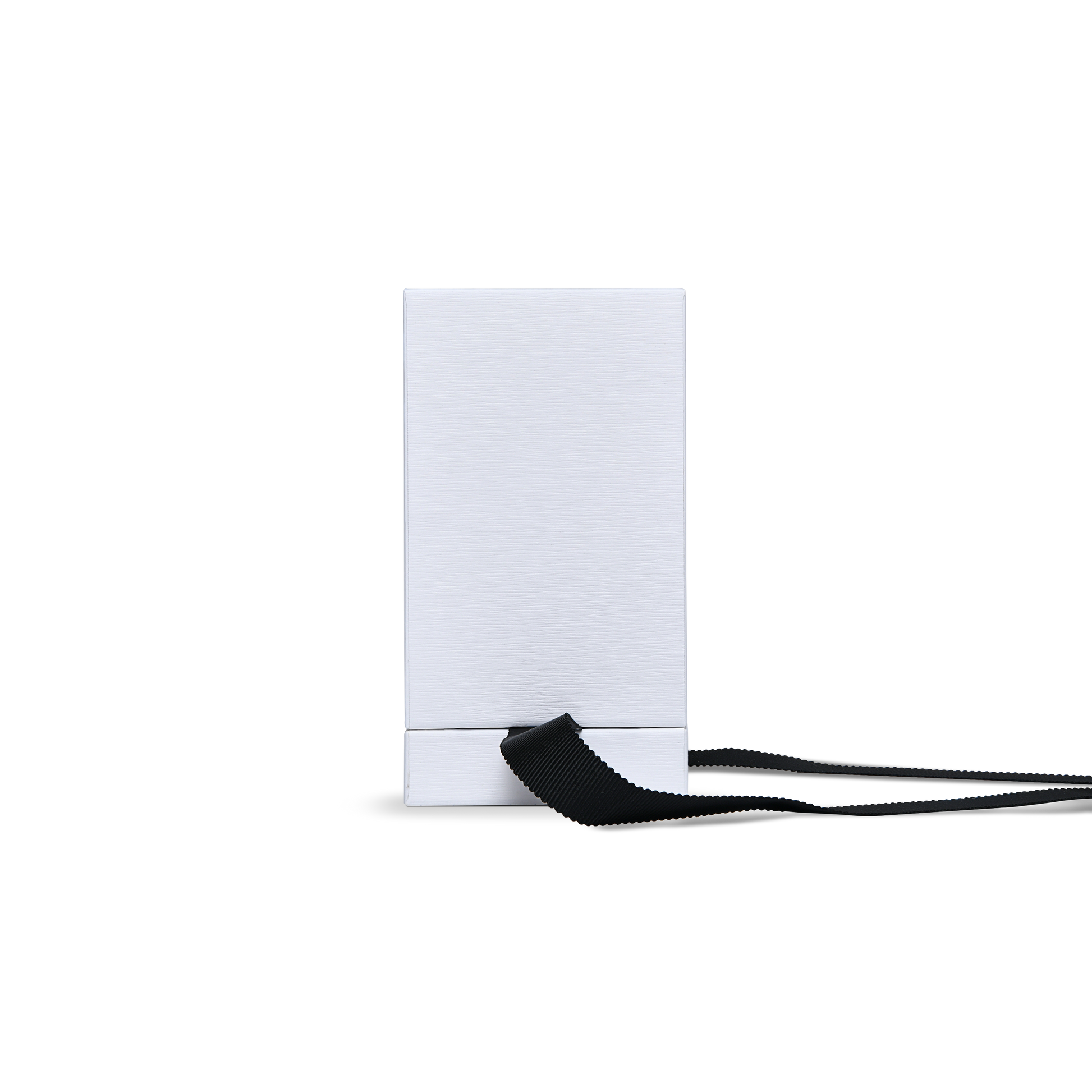 Premium Crystal White Textured Gold Hot Stamped Extra Tall Rigid Gift Box with Ribbon Closure