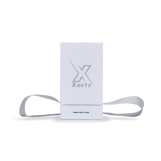 Premium Crystal White Textured Matte Silver Embossed Hot Stamped Extra Tall Rigid Gift Box with Ribbon Closure