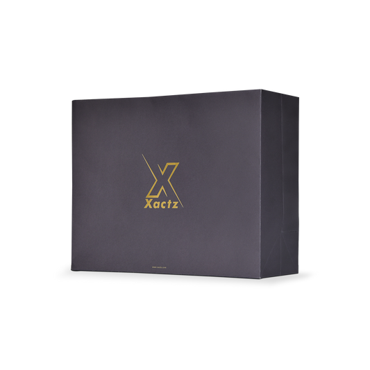 Premium Dark Navy Shopping Bag with Gold Foil and Beige Rope Handles