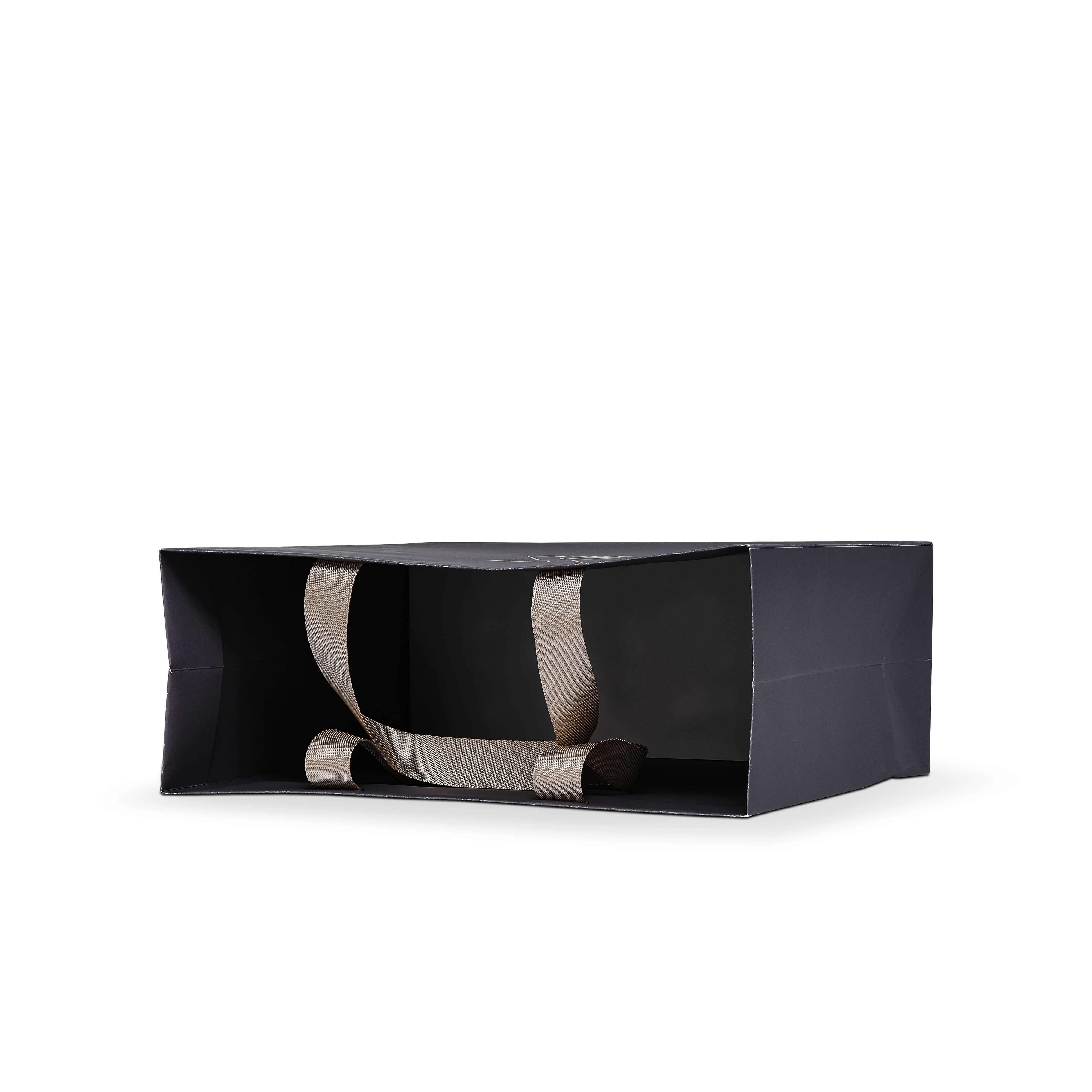 Premium Dark Navy Shopping Bag with Gold Foil and Beige Rope Handles