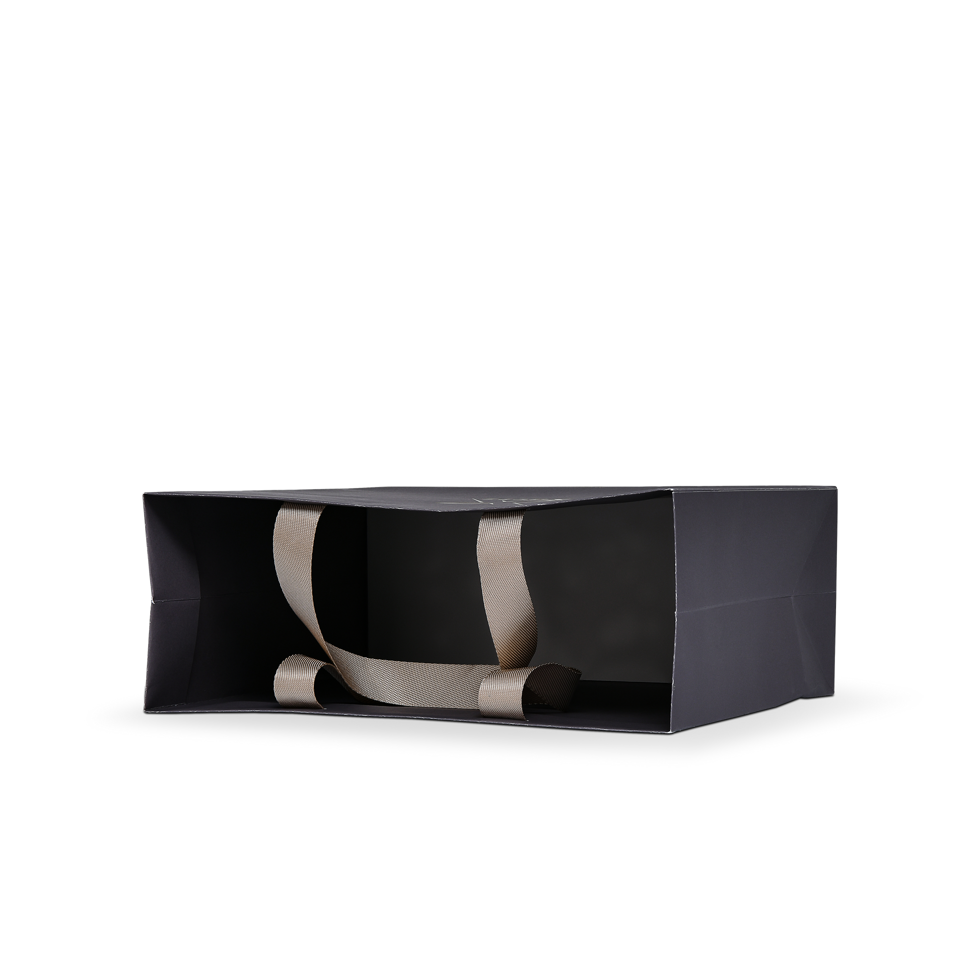 Premium Dark Navy Shopping Bag with Gold Foil and Beige Rope Handles