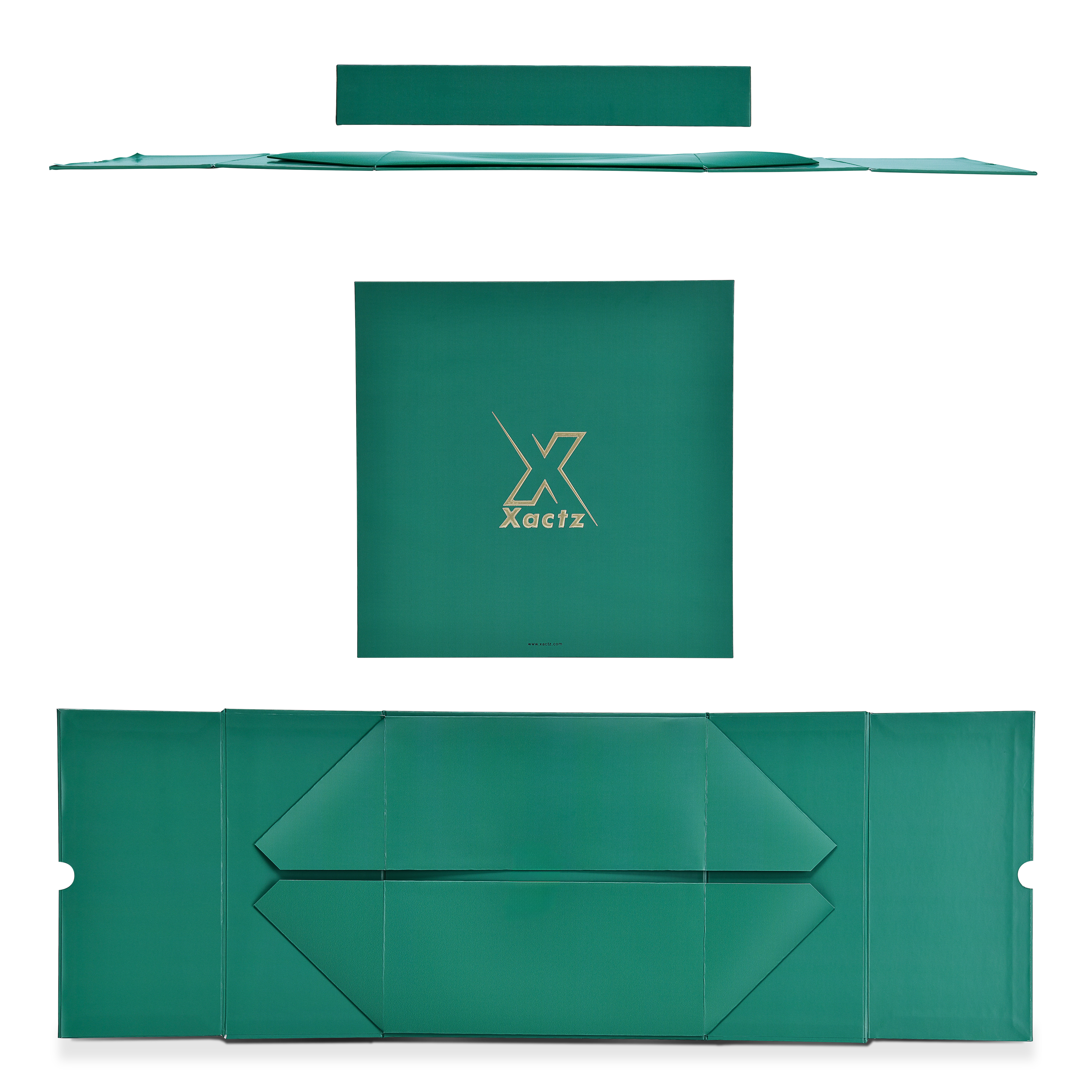 Premium Deep Green Embossed Silver Foil Rigid Folding Book-Style Luxury Gift Box