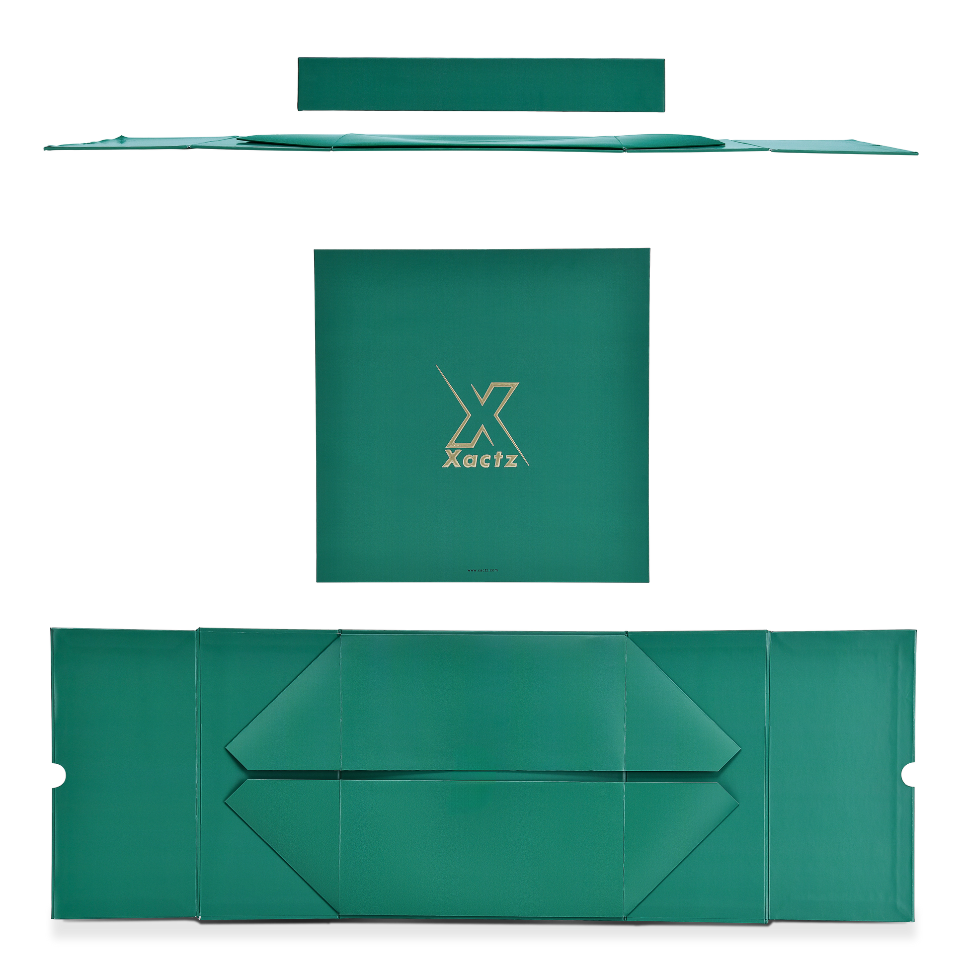 Premium Deep Green Embossed Silver Foil Rigid Folding Book-Style Luxury Gift Box