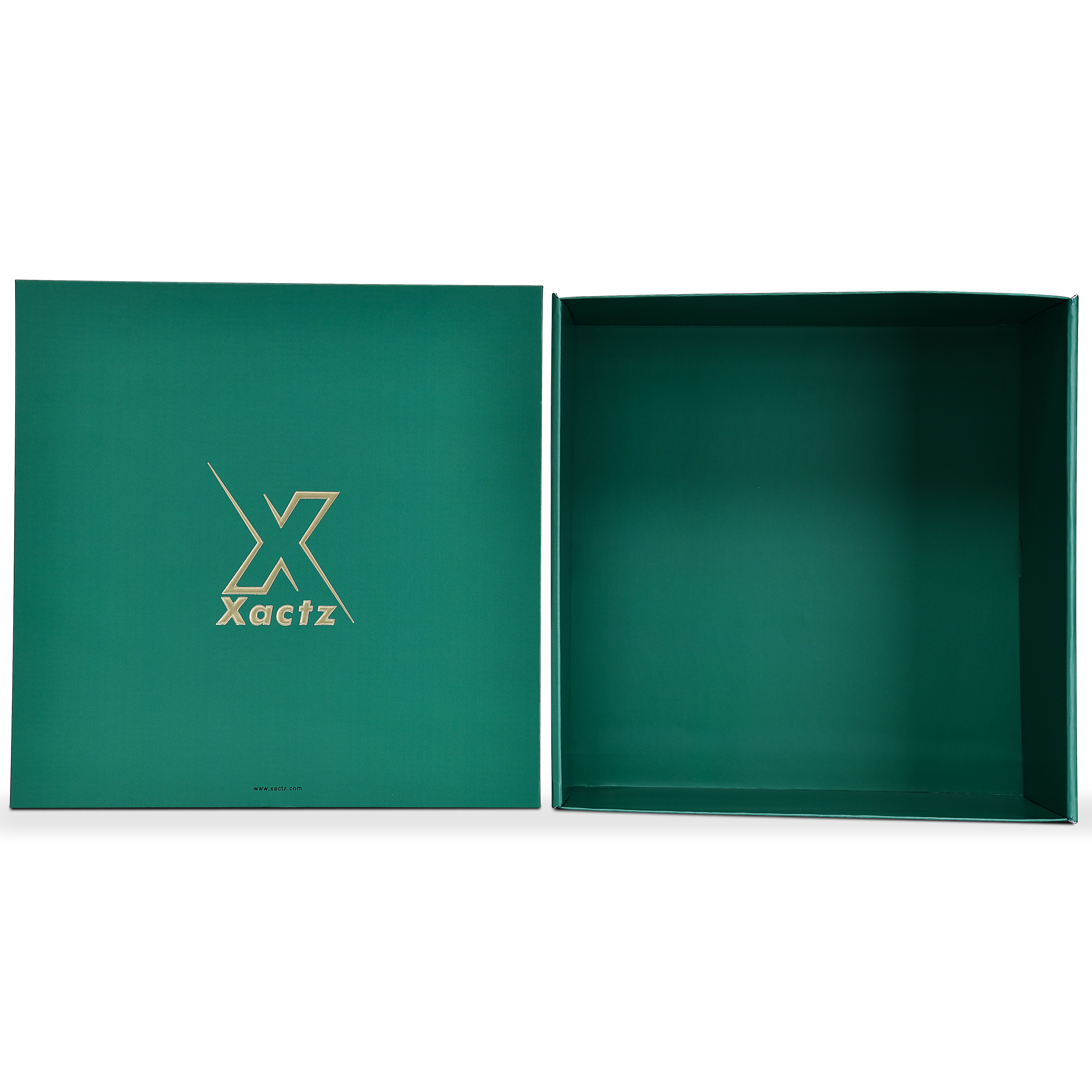 Premium Deep Green Embossed Silver Foil Rigid Folding Book-Style Luxury Gift Box
