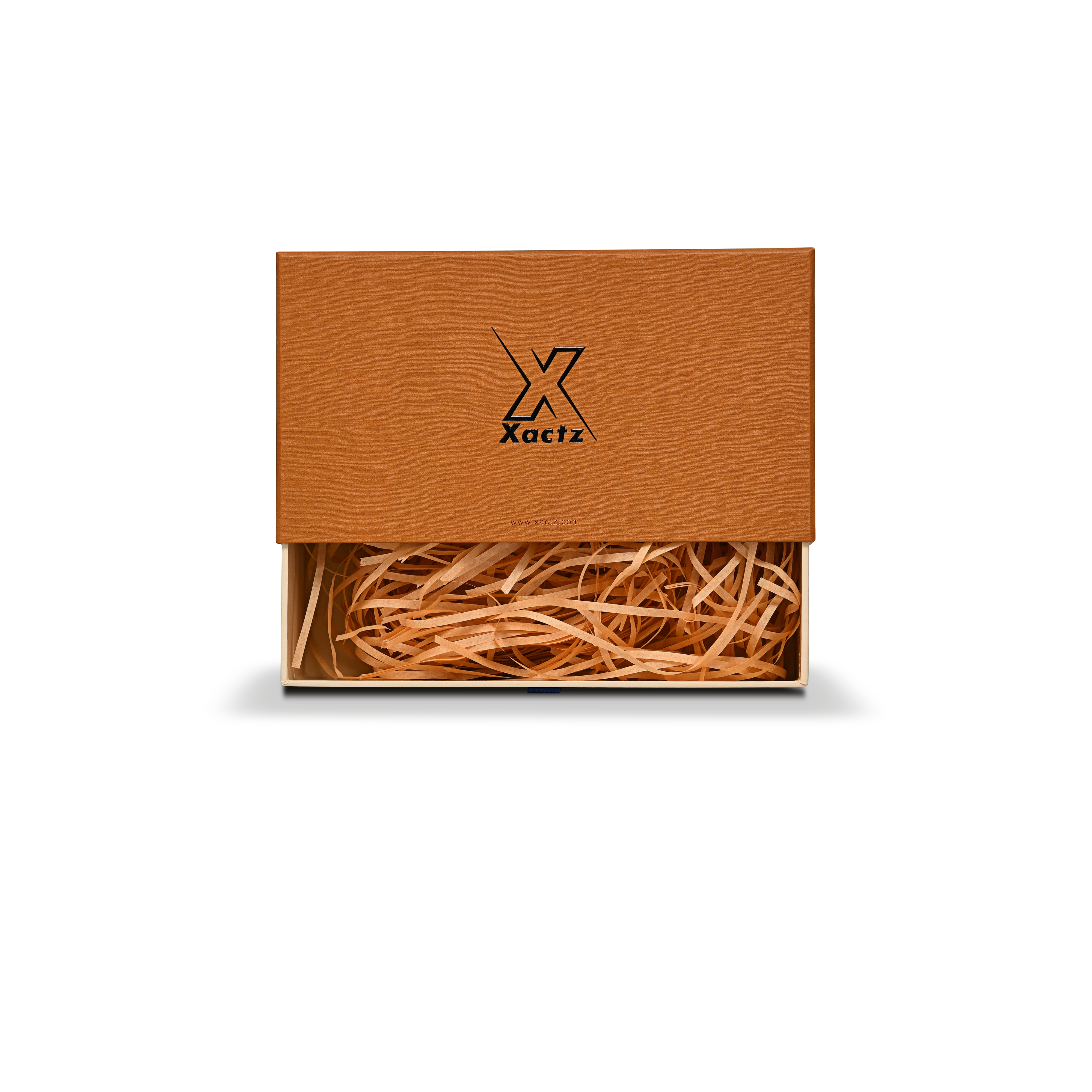 Premium Earth Yellow Embossed Black Gold Foil Drawer-Style Luxury Gift Box with Orange Gold Accent Details, Textured Linen Finish, and Dual-Layer Construction