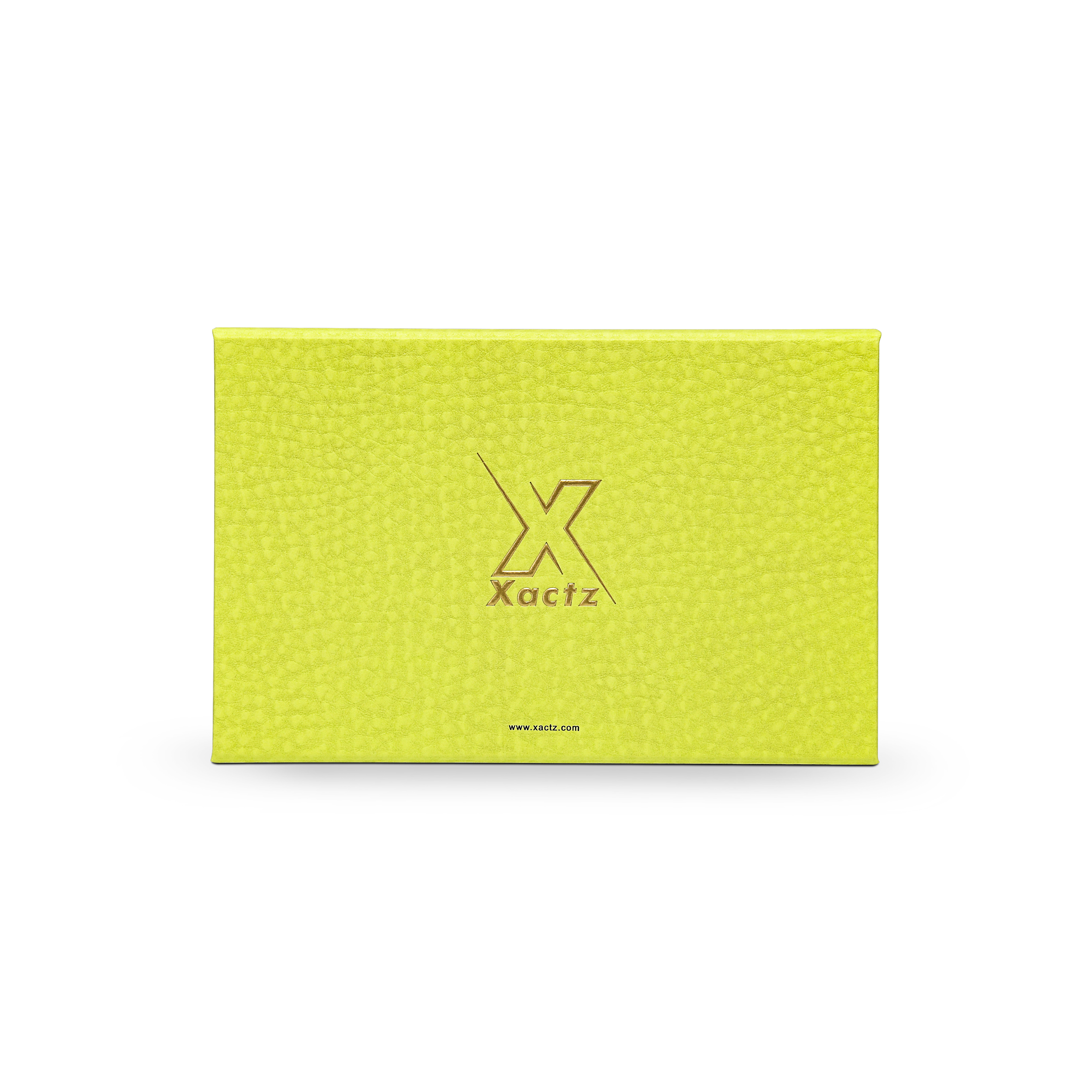 Premium Fruit Green Folding Book-Style Box with Embossed Gold Foil, Silk Satin Lining, Magnetic Closure and Decorative Ribbon