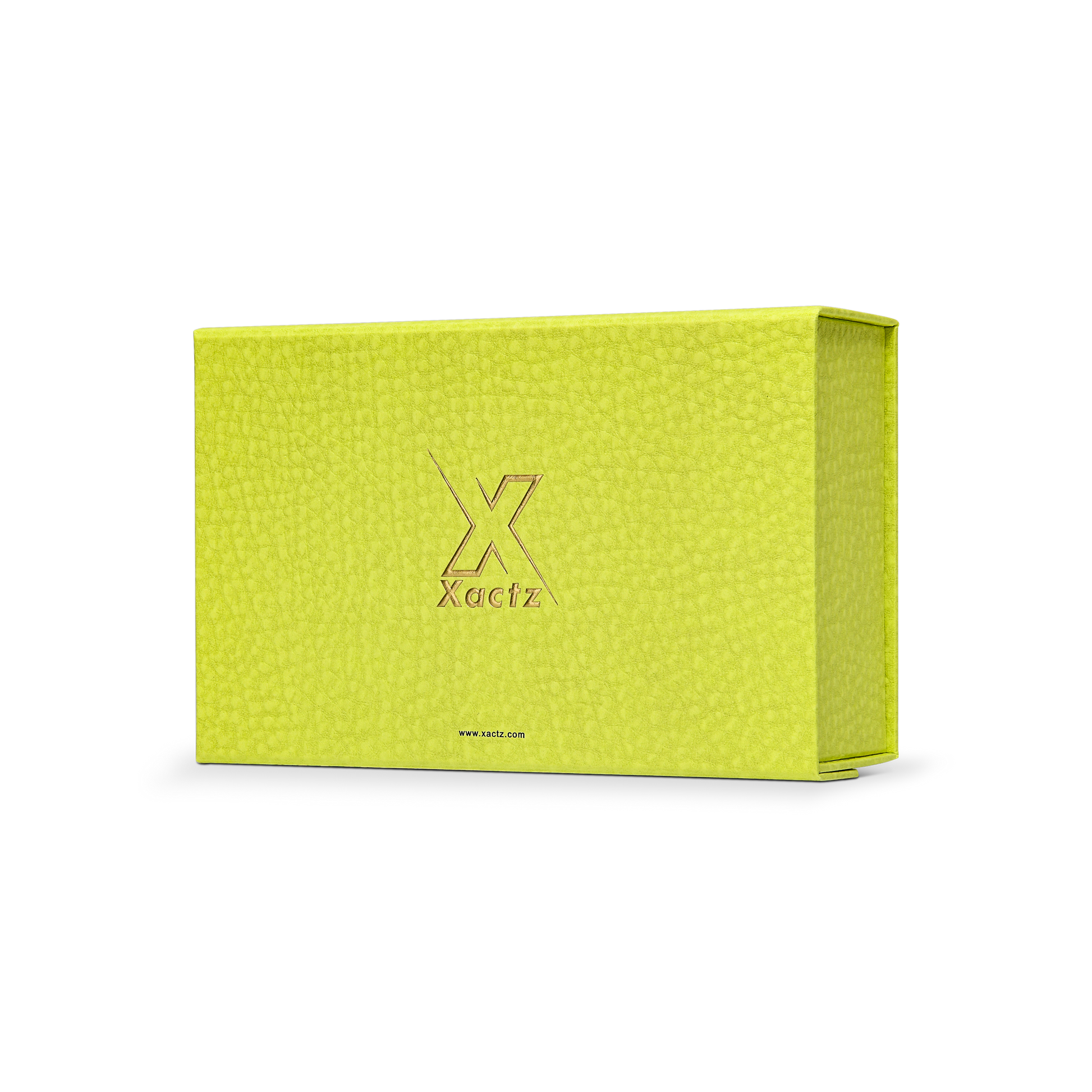 Premium Fruit Green Folding Book-Style Box with Embossed Gold Foil, Silk Satin Lining, Magnetic Closure and Decorative Ribbon
