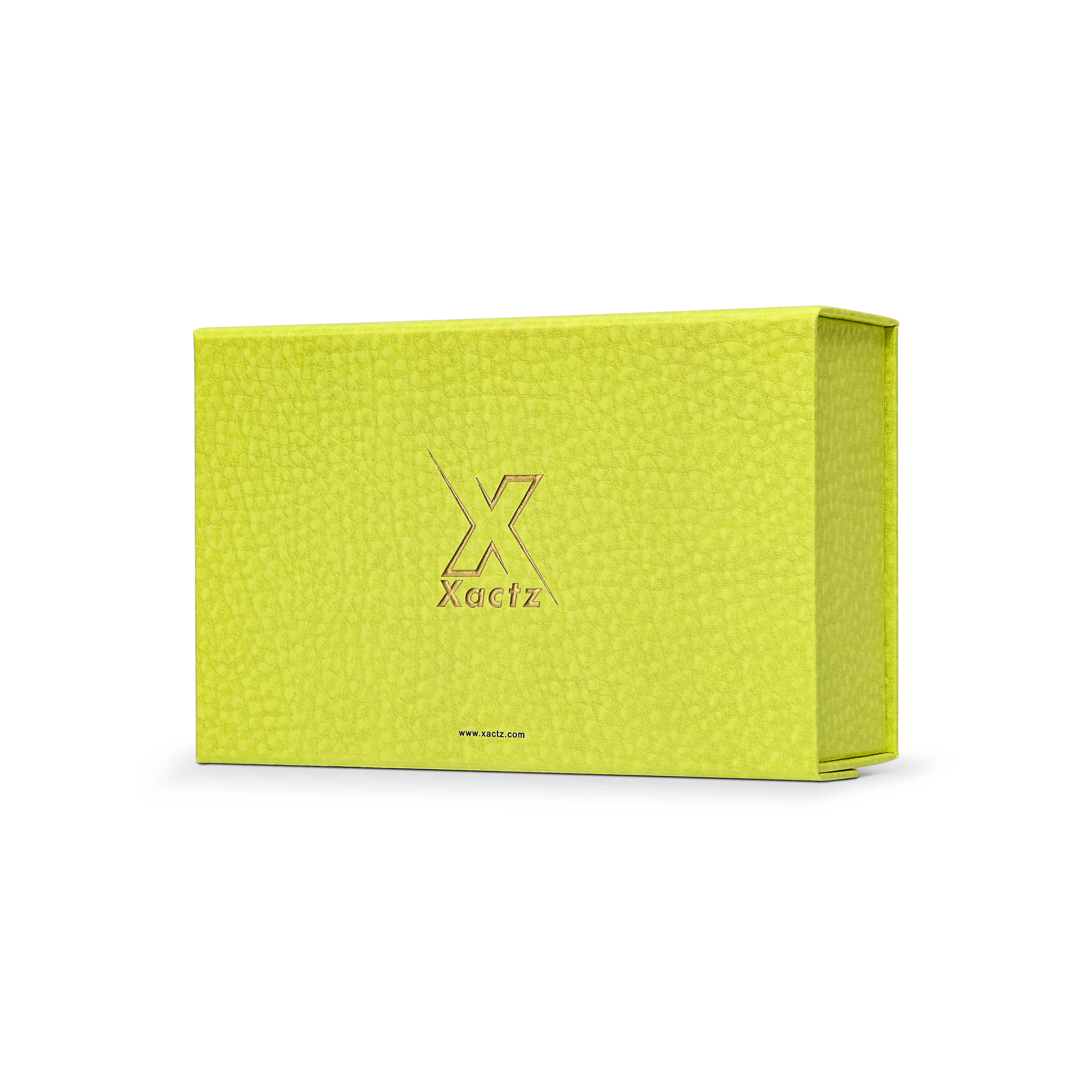 Premium Fruit Green Folding Book-Style Box with Embossed Gold Foil, Silk Satin Lining, Magnetic Closure and Decorative Ribbon