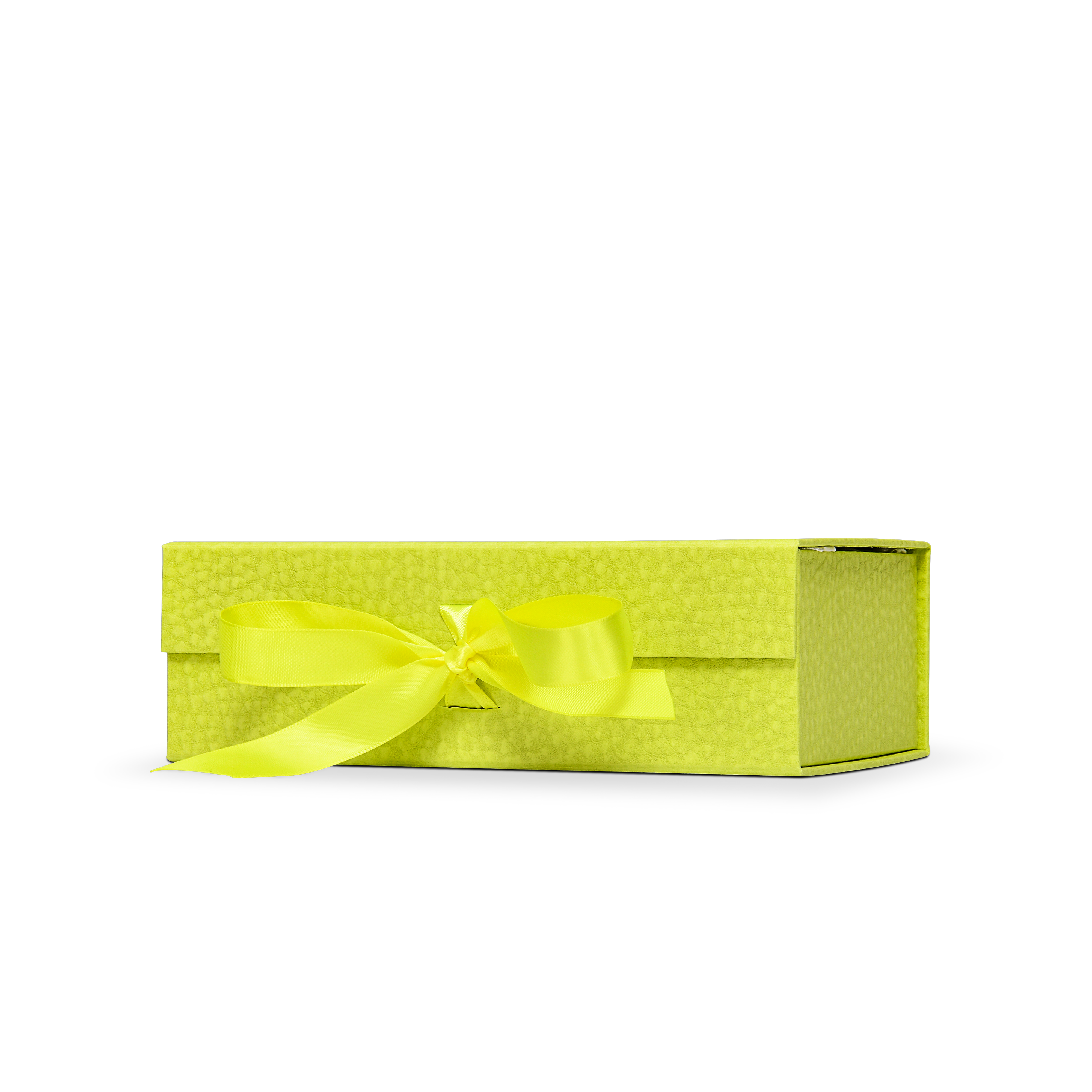 Premium Fruit Green Folding Book-Style Box with Embossed Gold Foil, Silk Satin Lining, Magnetic Closure and Decorative Ribbon