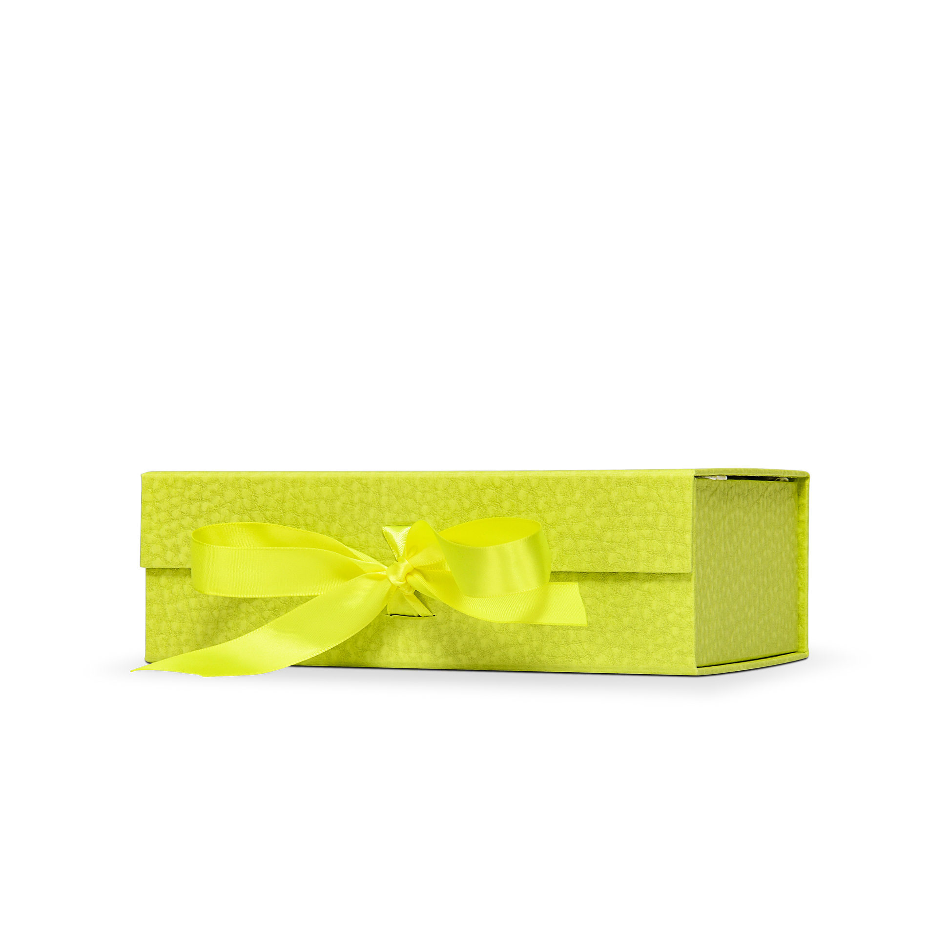 Premium Fruit Green Folding Book-Style Box with Embossed Gold Foil, Silk Satin Lining, Magnetic Closure and Decorative Ribbon