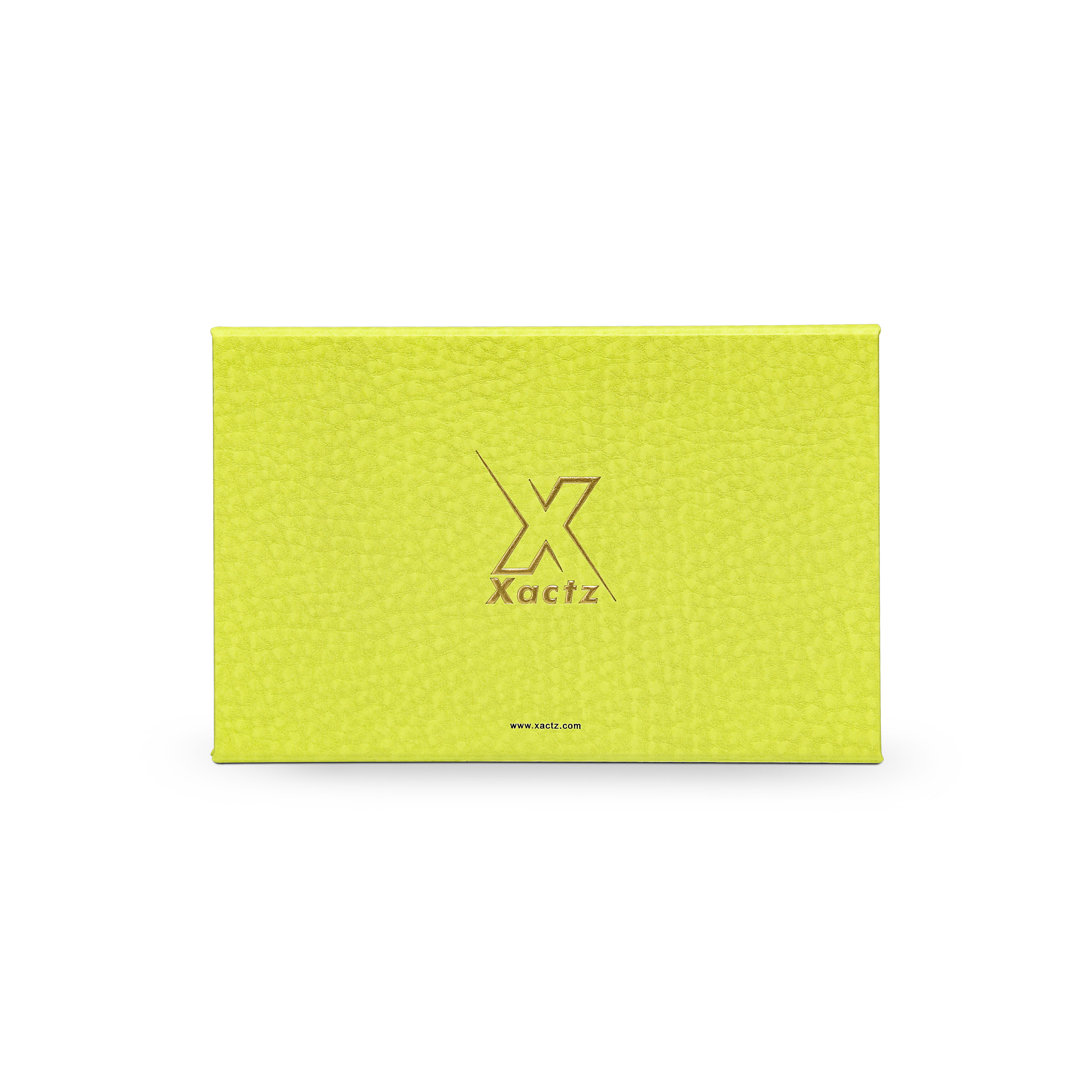 Premium Fruit Green Folding Book-Style Box with Embossed Matte Gold Foil, Magnetic Closure and Decorative Ribbon