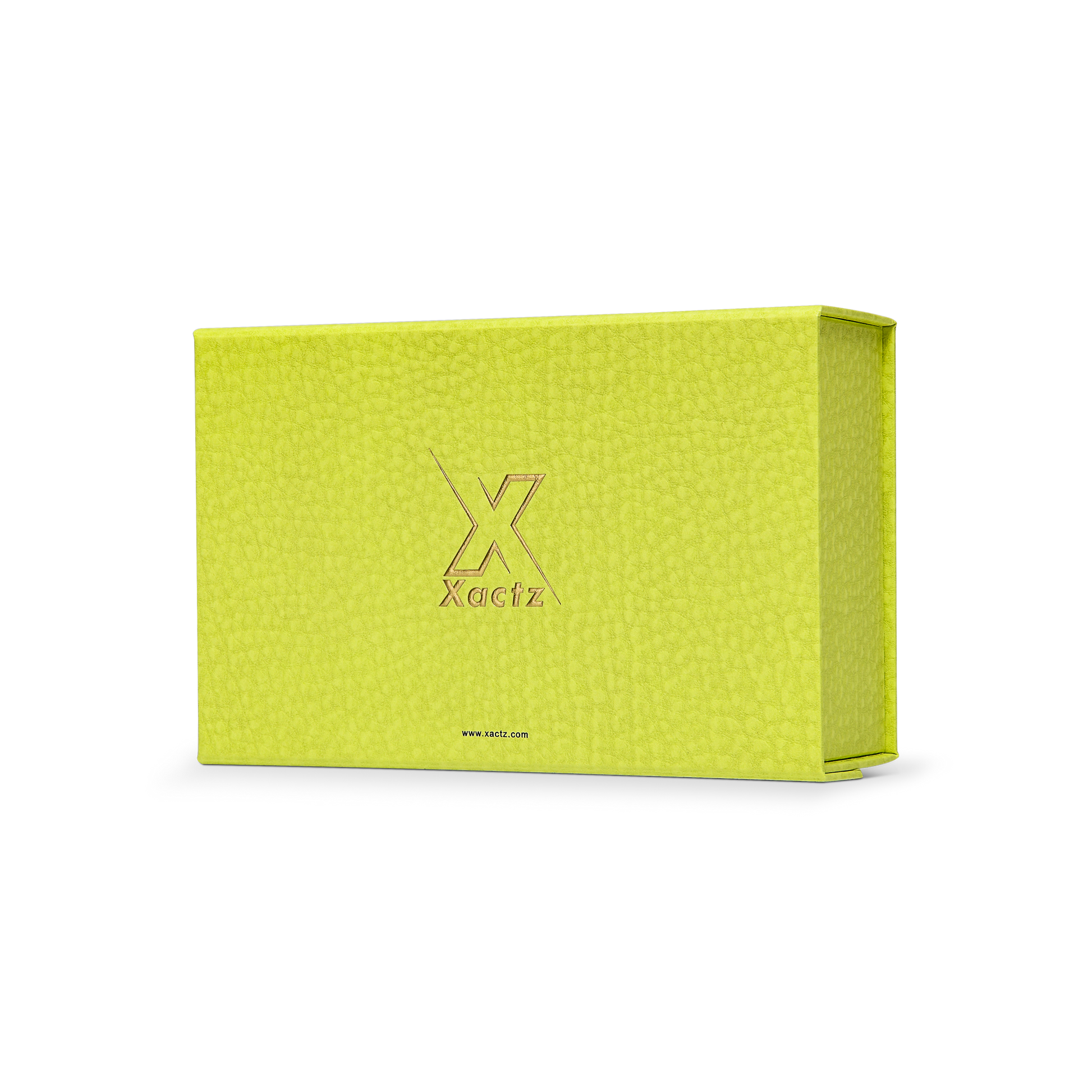 Premium Fruit Green Folding Book-Style Box with Embossed Matte Gold Foil, Magnetic Closure and Decorative Ribbon