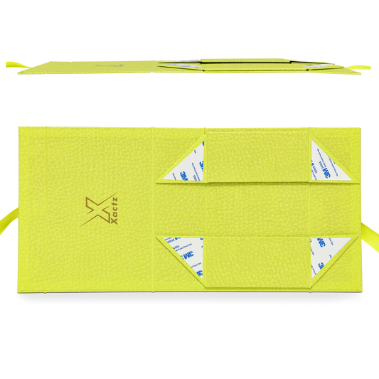 Luxury Custom Green Folding Book Box Matte Gold Foil Ribbon Packaging