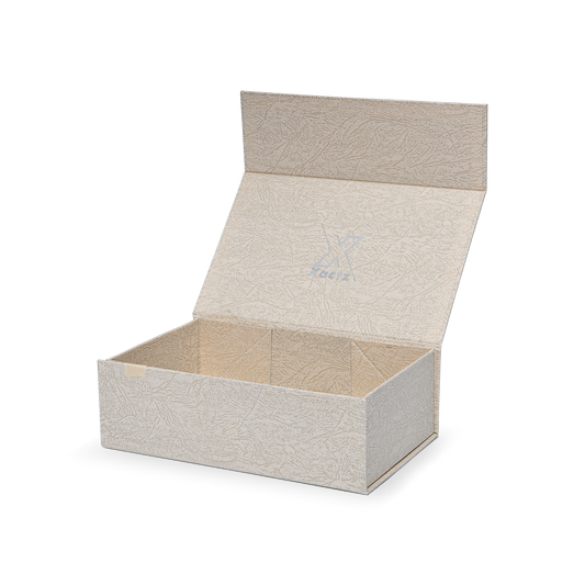 Luxury Custom Folding Book Box Leather Texture Magnetic Closure Packaging
