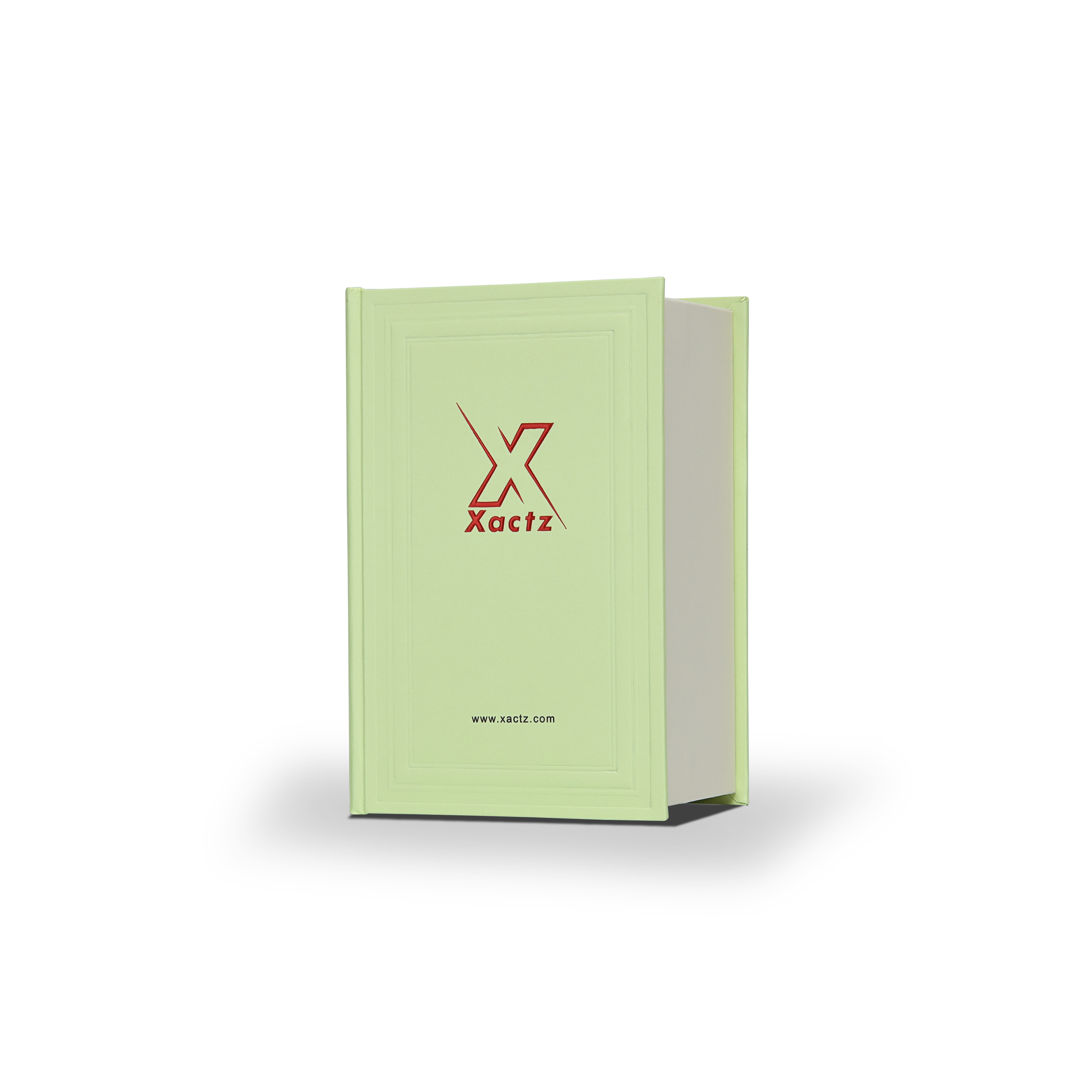 Premium Green Beige Embossed Red Gold Foil Book-Shaped Luxury Gift Box with Inner Tray