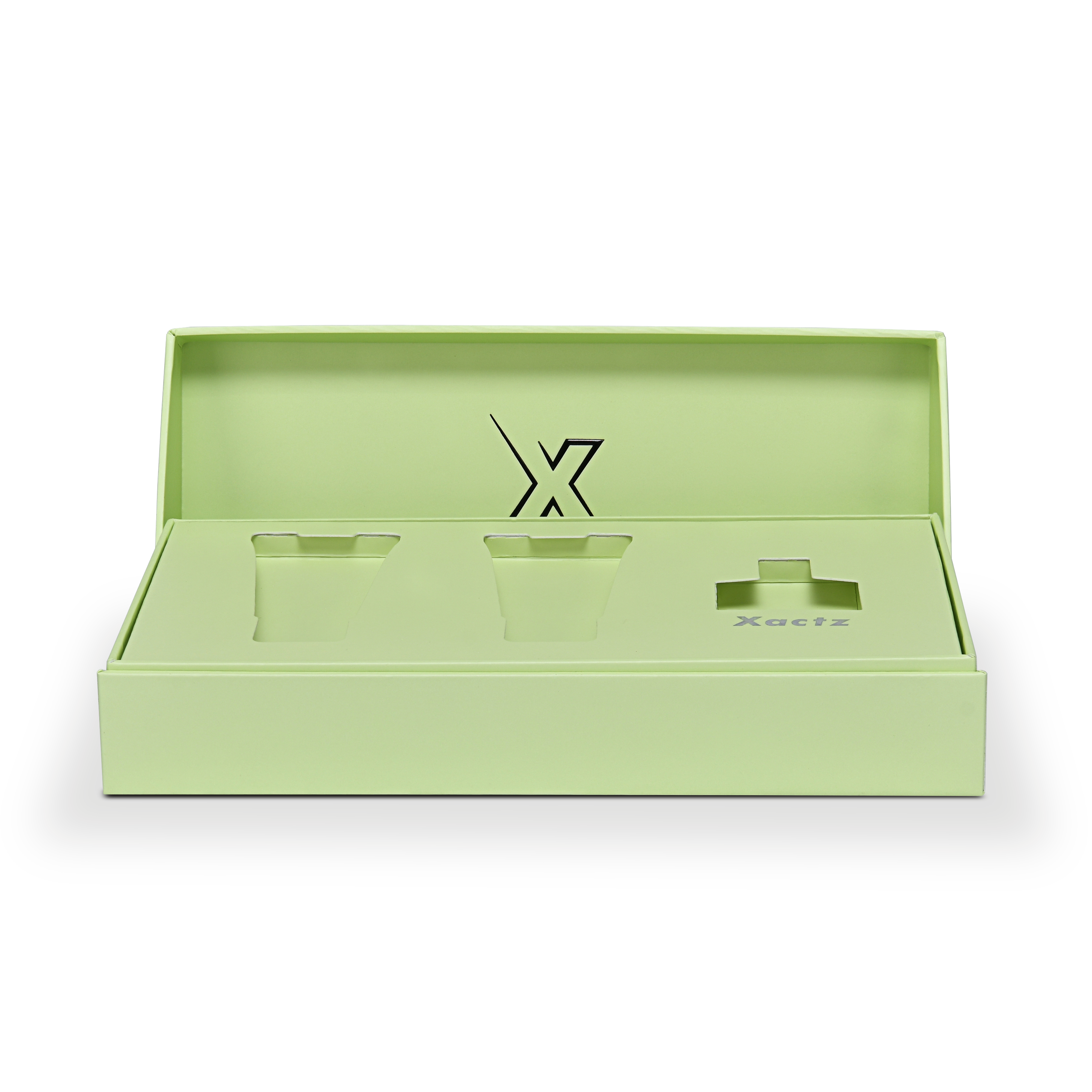 Premium Green Embossed Black Gold Foil Flip-Top Luxury Gift Box with Silver Accent Details, Anti-Scratch Matte Lamination, and Dual-Layer Construction