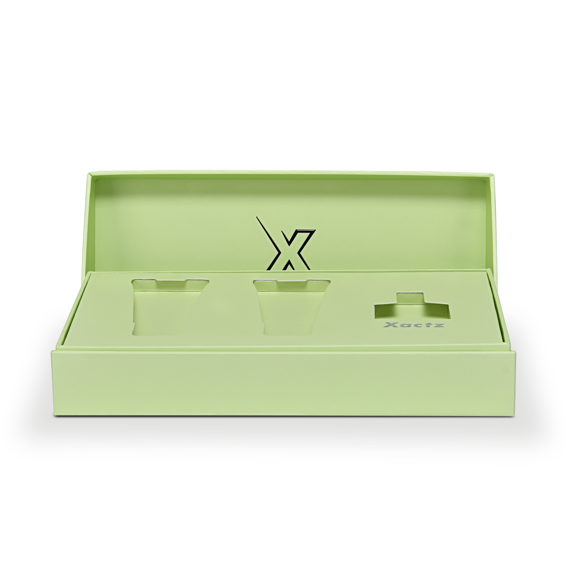 Premium Green Embossed Black Gold Foil Flip-Top Luxury Gift Box with Silver Accent Details, Anti-Scratch Matte Lamination, and Dual-Layer Construction