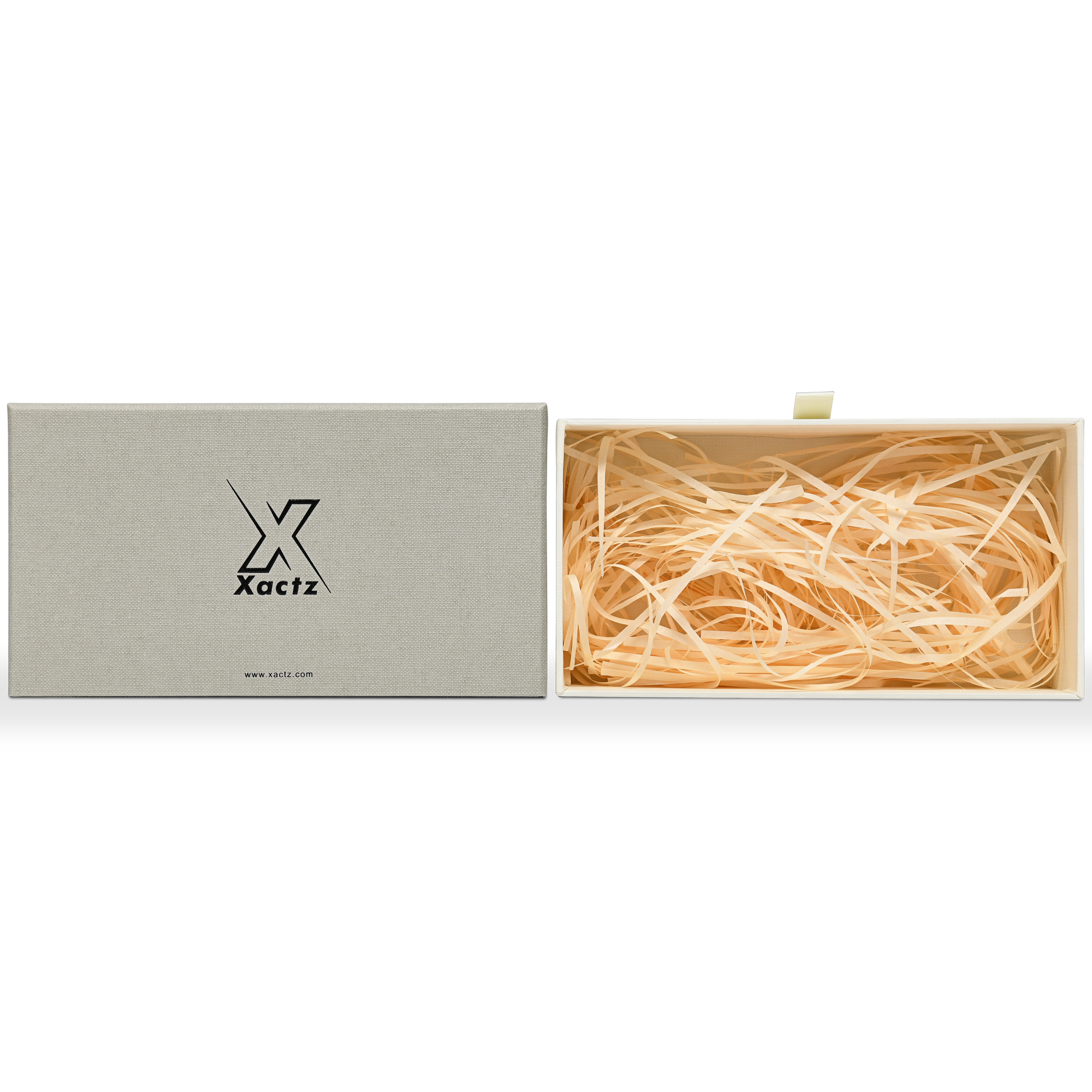 Premium Italian Sage Green Linen Embossed Black Gold Foil Drawer-Style Luxury Gift Box with Cream Interior and Natural Raffia Fill