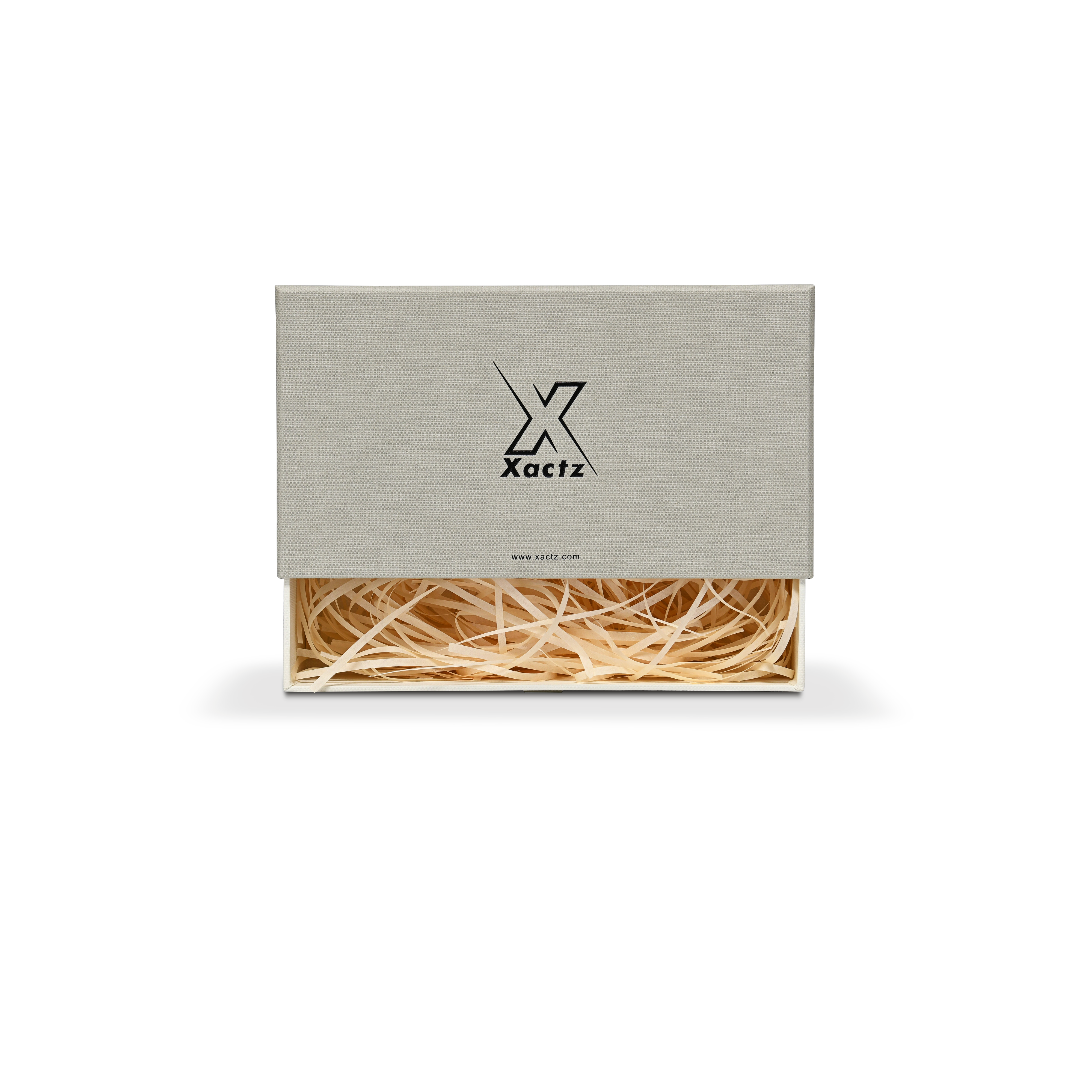 Premium Italian Sage Green Linen Embossed Black Gold Foil Drawer-Style Luxury Gift Box with Cream Interior and Natural Raffia Fill