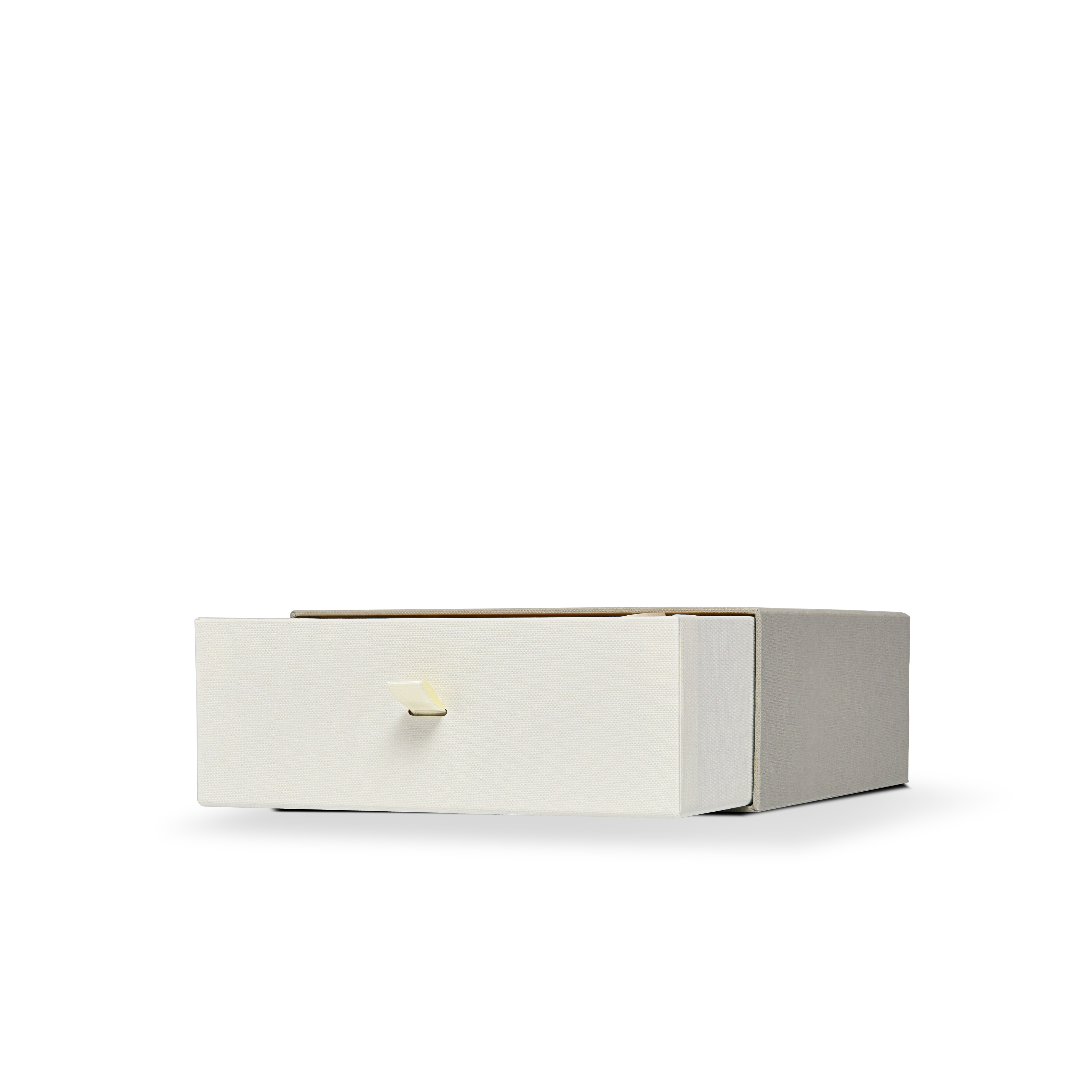 Premium Italian Sage Green Linen Textured Embossed Black Foil Drawer-Style Luxury Gift Box with Cream Interior and Natural Raffia Fill