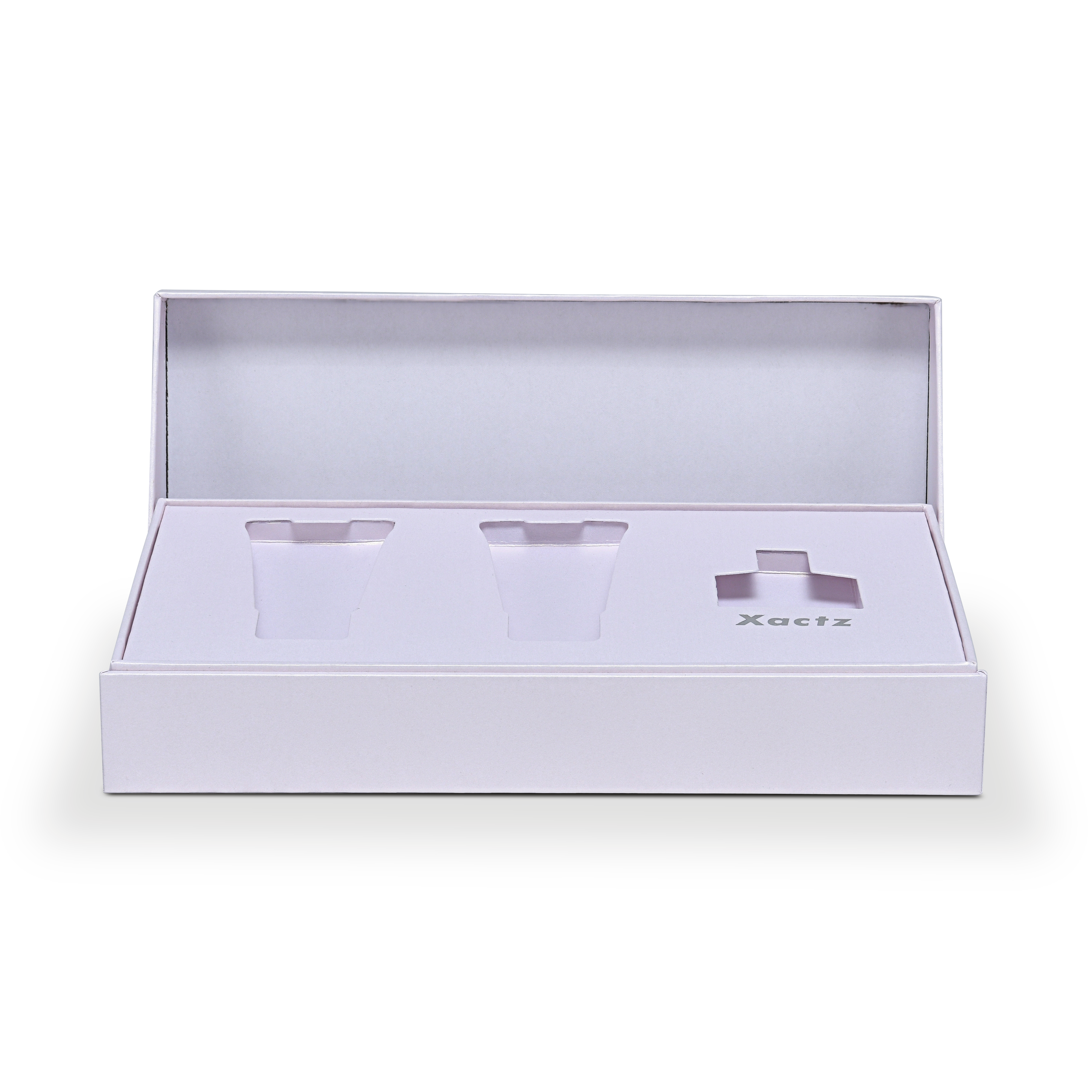 Premium Lavender Rigid Flip-Top Luxury Gift Box with Coordinated Interior and Custom Product Compartments