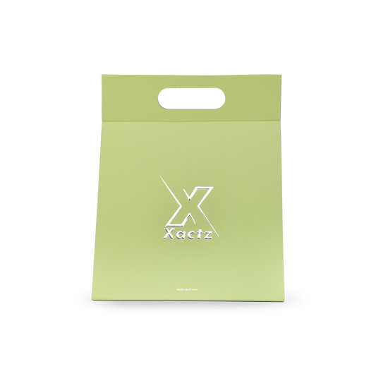 Premium Light Green Die-Cut Handle Bag with Bright Silver Foil