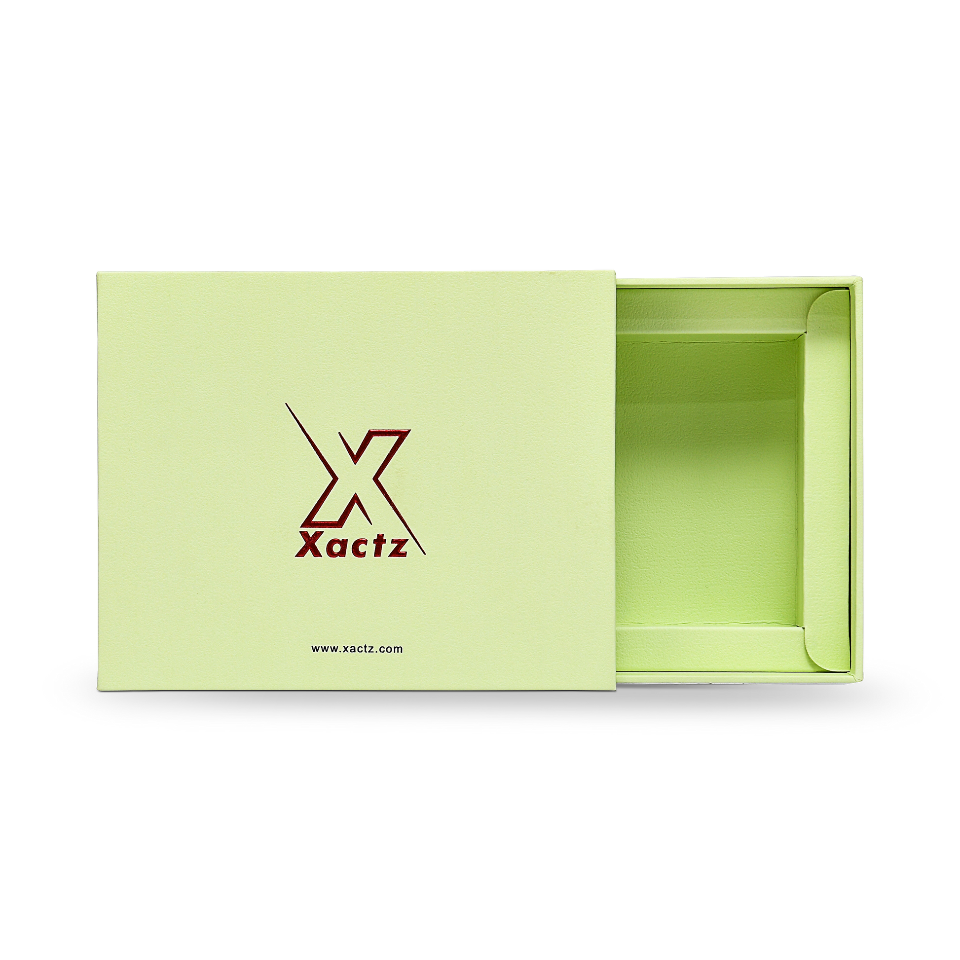 Premium Light Green Drawer Box with Embossed Red Gold Foil Logo
