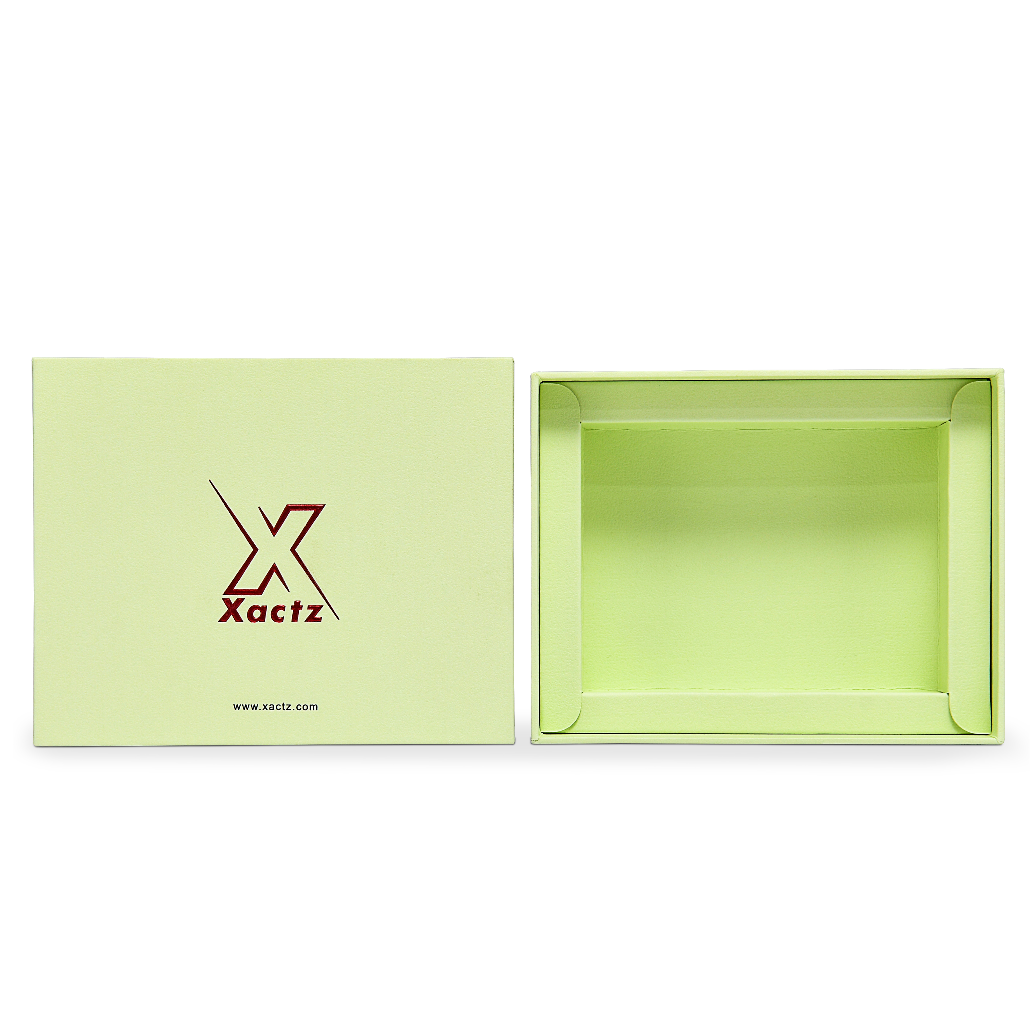 Premium Light Green Drawer Box with Embossed Red Gold Foil Logo