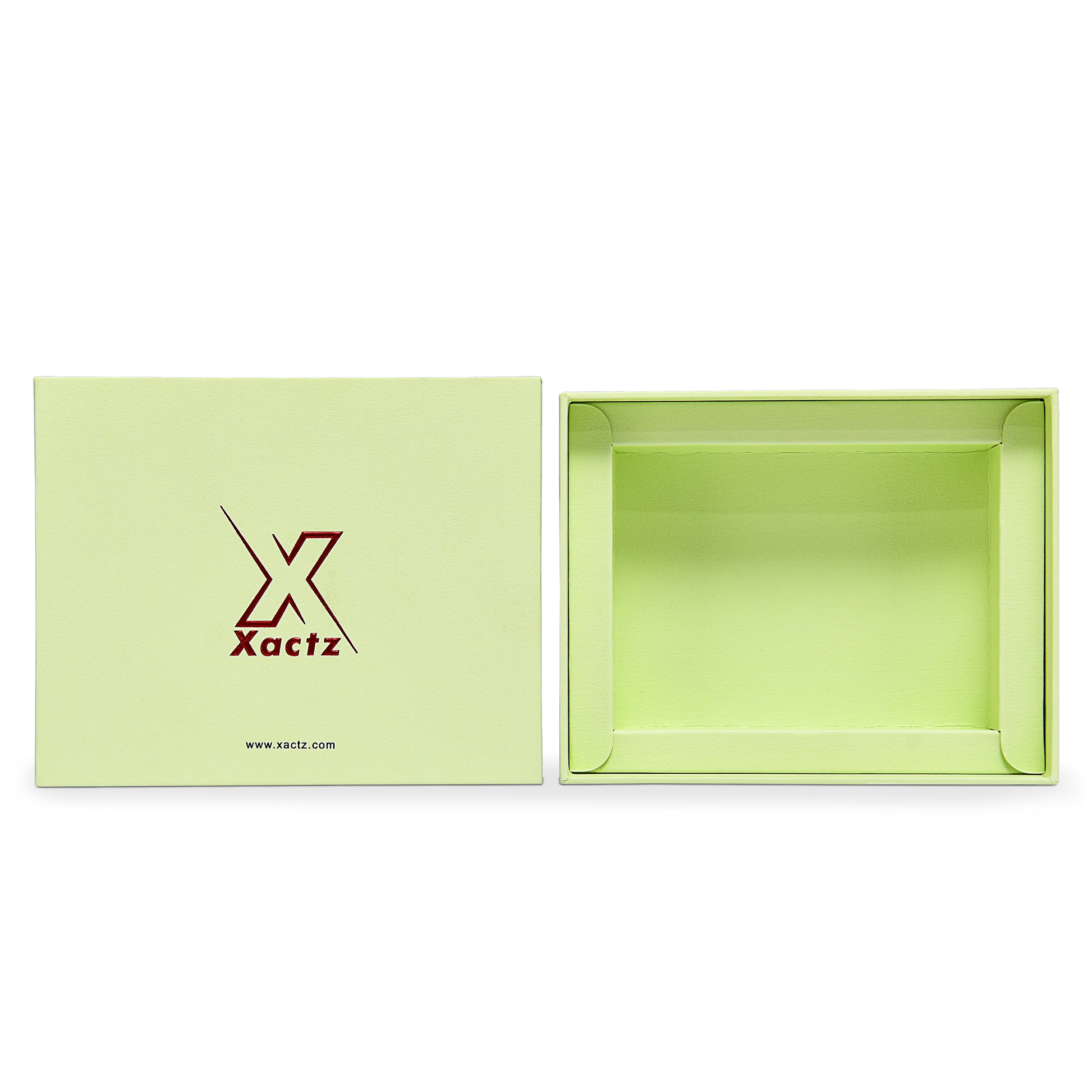 Premium Light Green Drawer Box with Embossed Red Gold Foil Logo