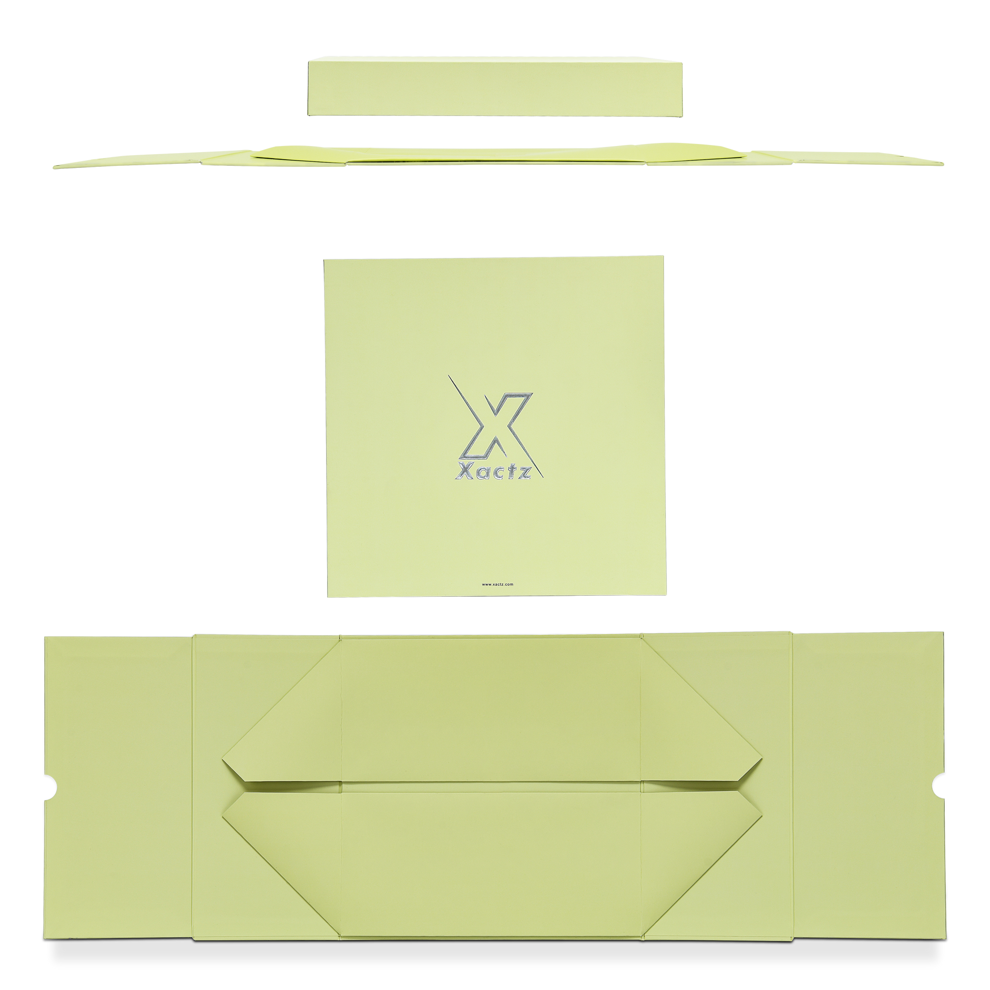 Premium Light Green Embossed Silver Foil Rigid Folding Book-Style Luxury Gift Box