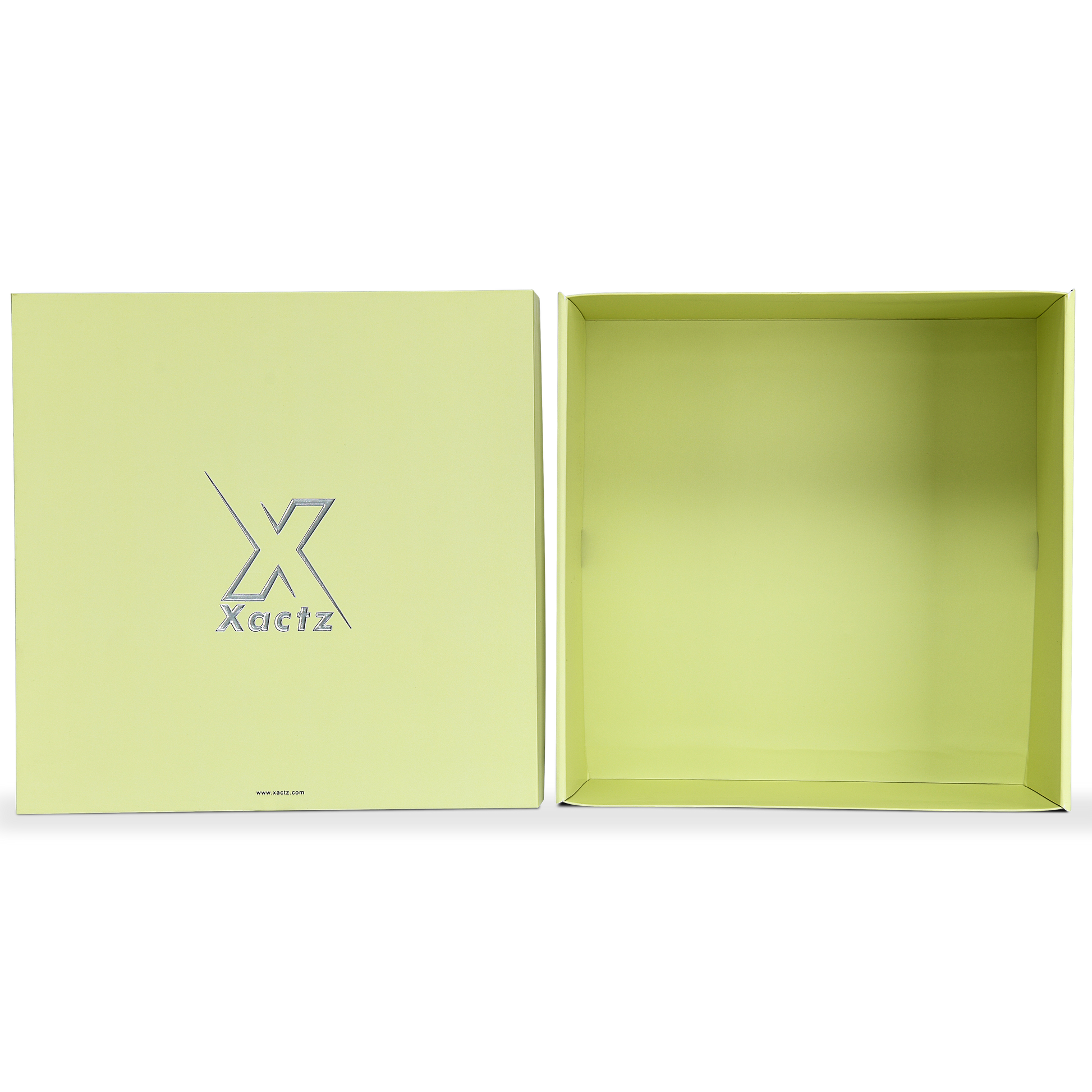 Premium Light Green Embossed Silver Foil Rigid Folding Book-Style Luxury Gift Box
