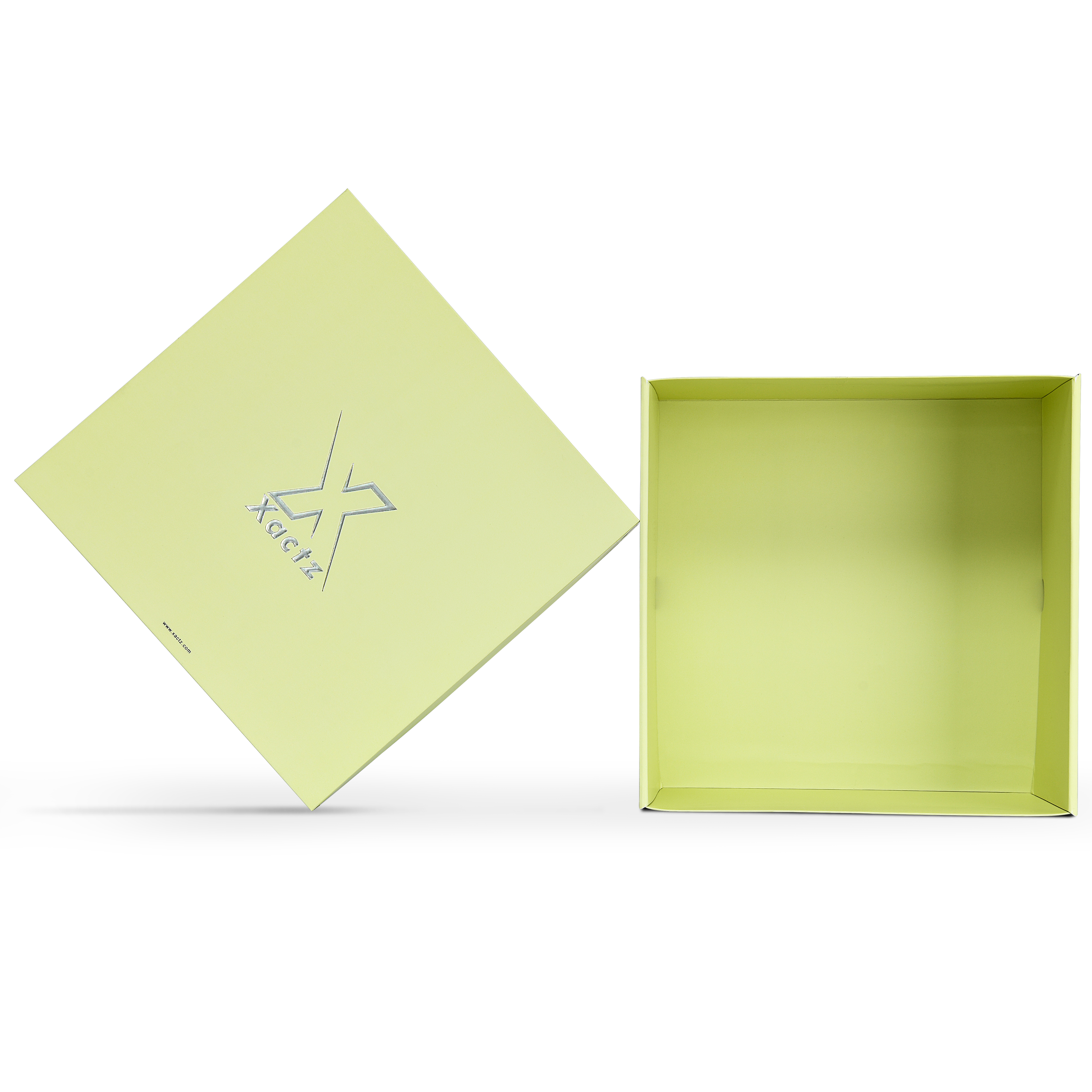 Premium Light Green Embossed Silver Foil Rigid Folding Book-Style Luxury Gift Box