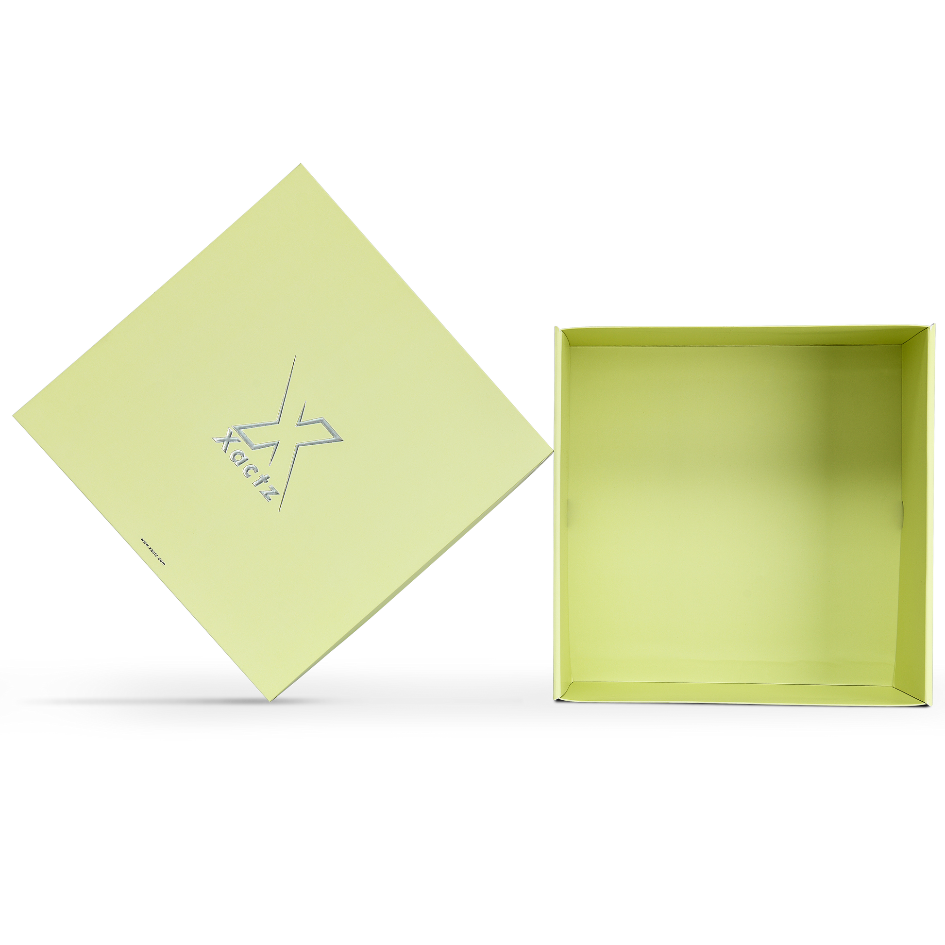 Premium Light Green Embossed Silver Foil Rigid Folding Book-Style Luxury Gift Box