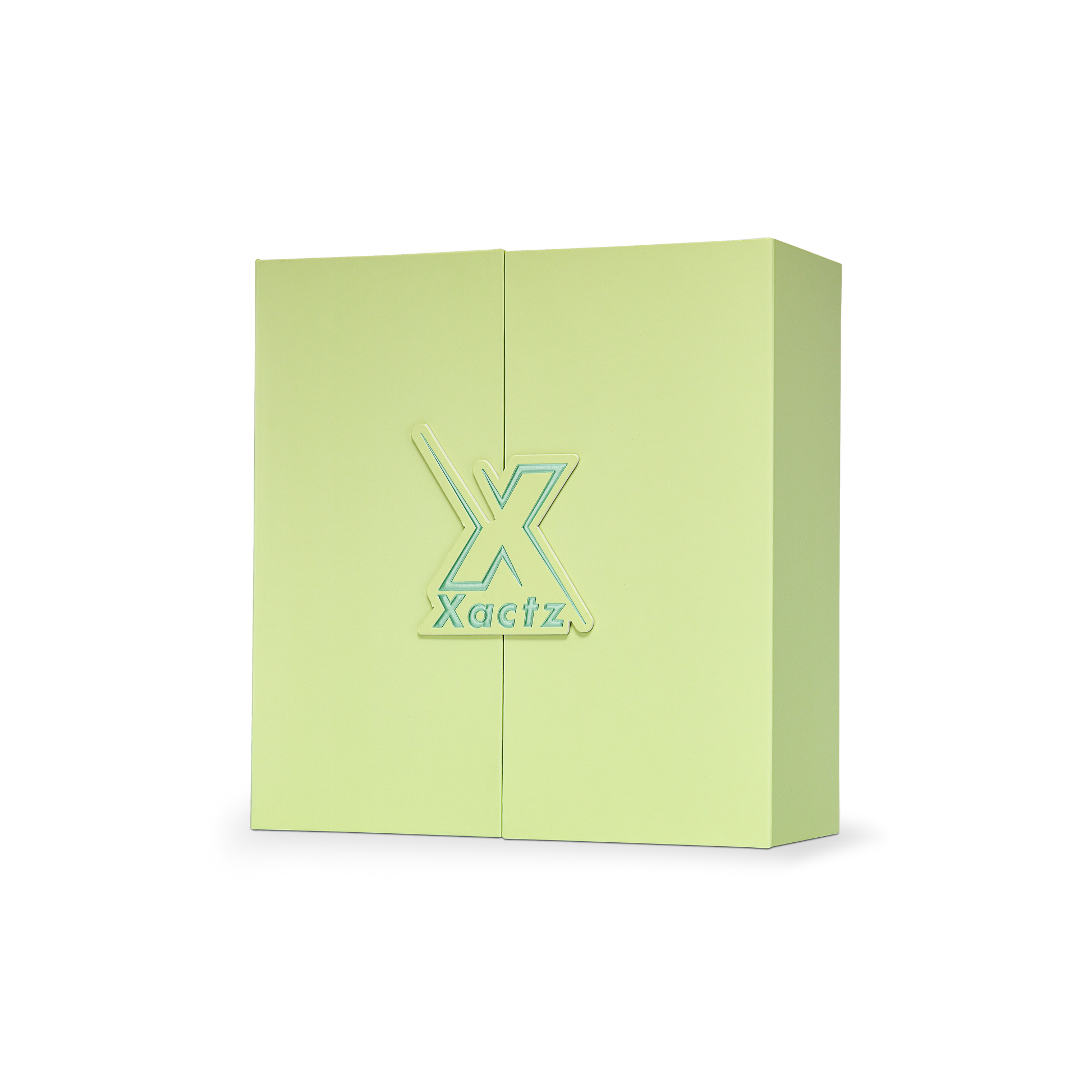 Boîte clapet de luxe verte personnalisée, emballage en raphia avec dorure à chaud