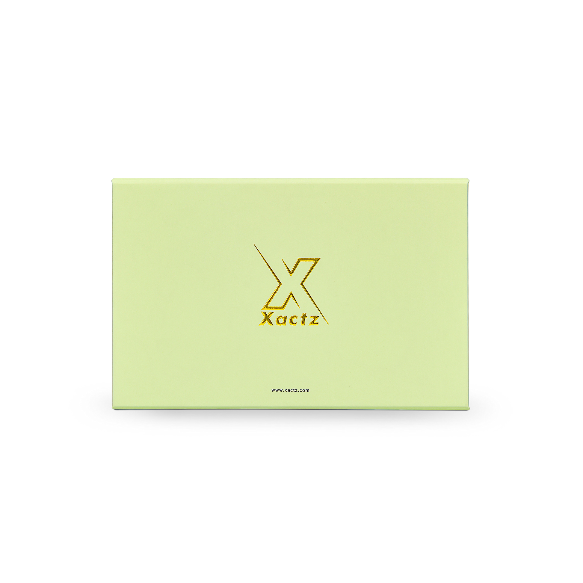 Premium Light Green Folding Book-Style Box with Embossed Bright Gold Foil, Touch Film, Magnetic Closure and Decorative Ribbon