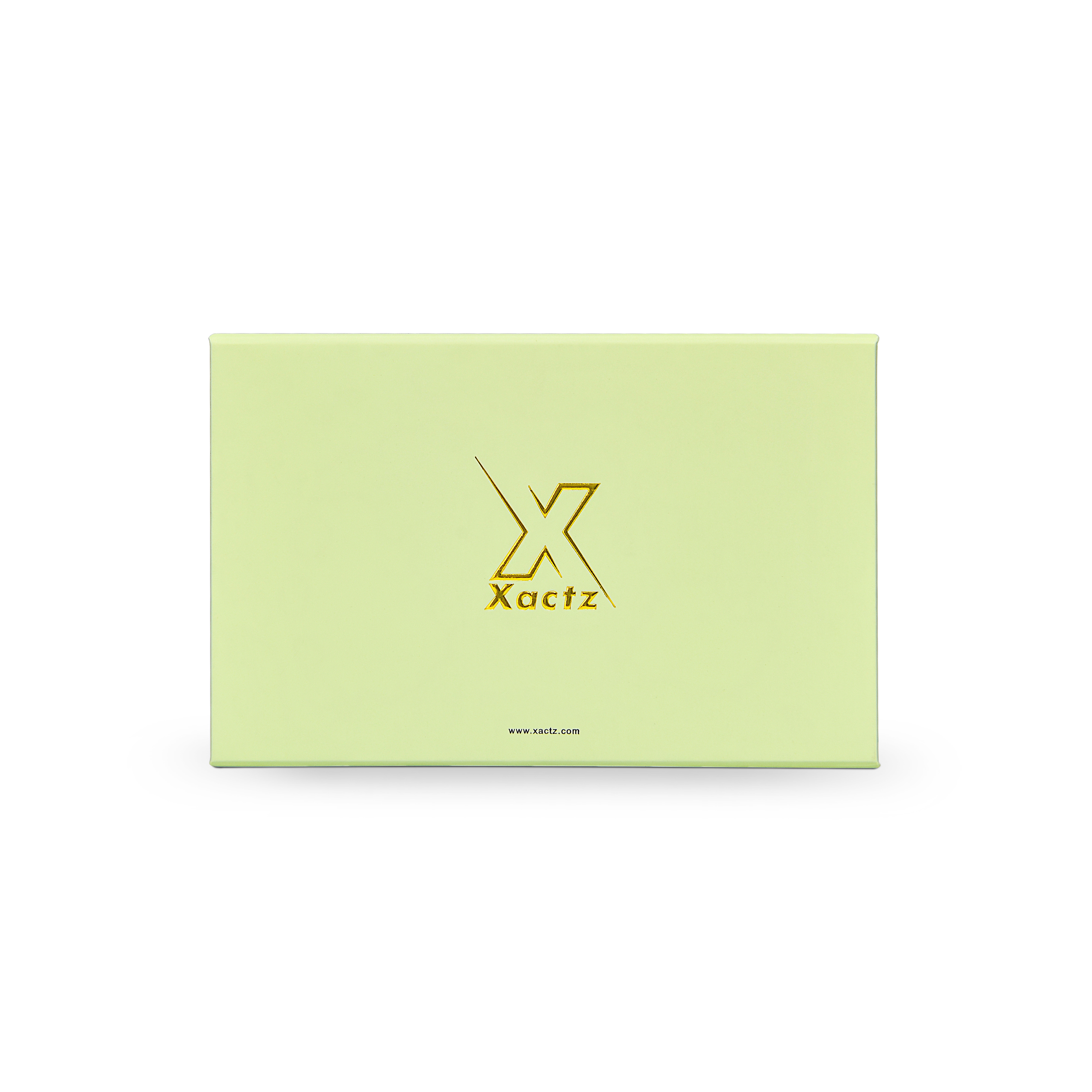 Premium Light Green Folding Book-Style Box with Embossed Bright Gold Foil, Touch Film, Magnetic Closure and Decorative Ribbon