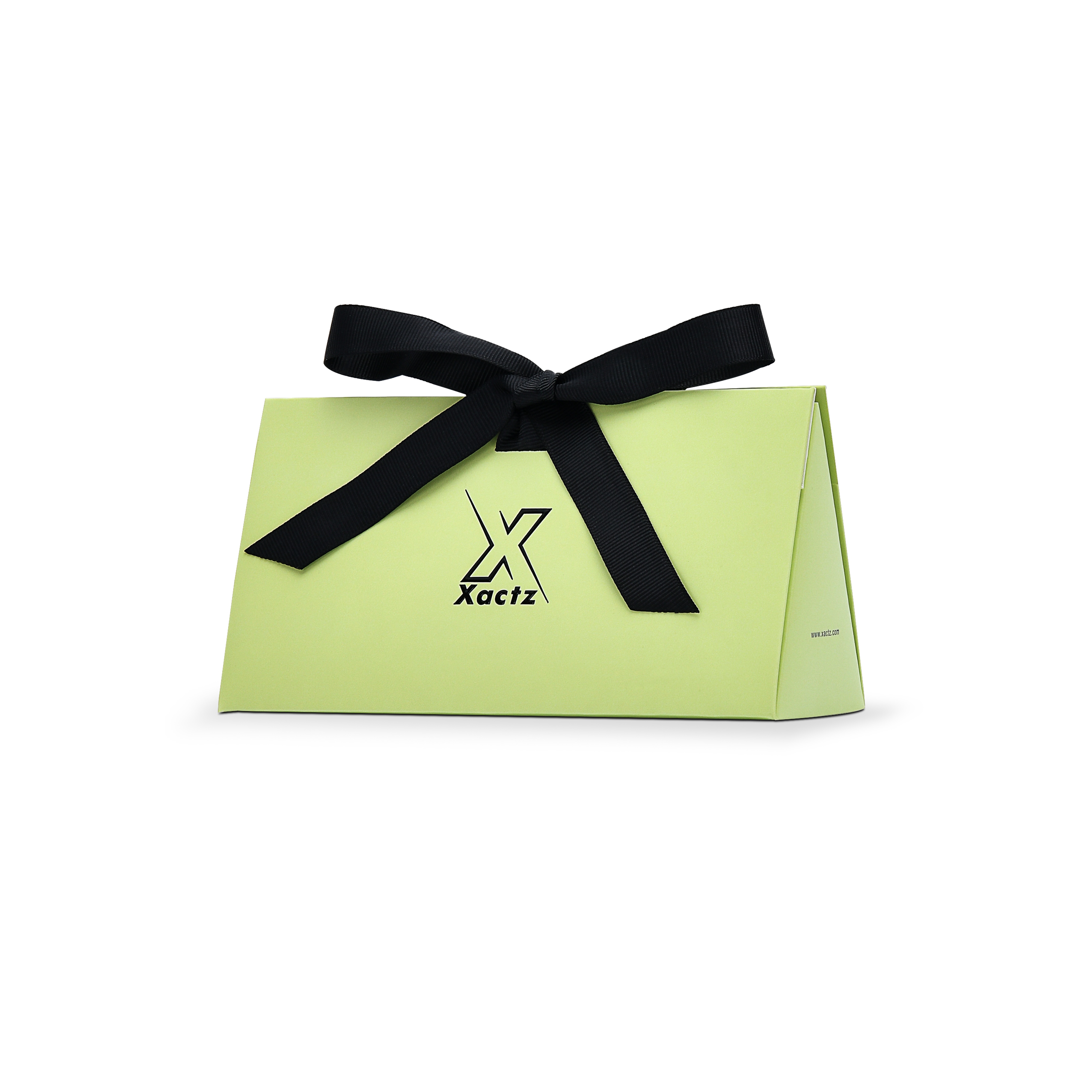 Premium Light Green Gift Bag with Black Ribbon Handles and Embossed Black Foil